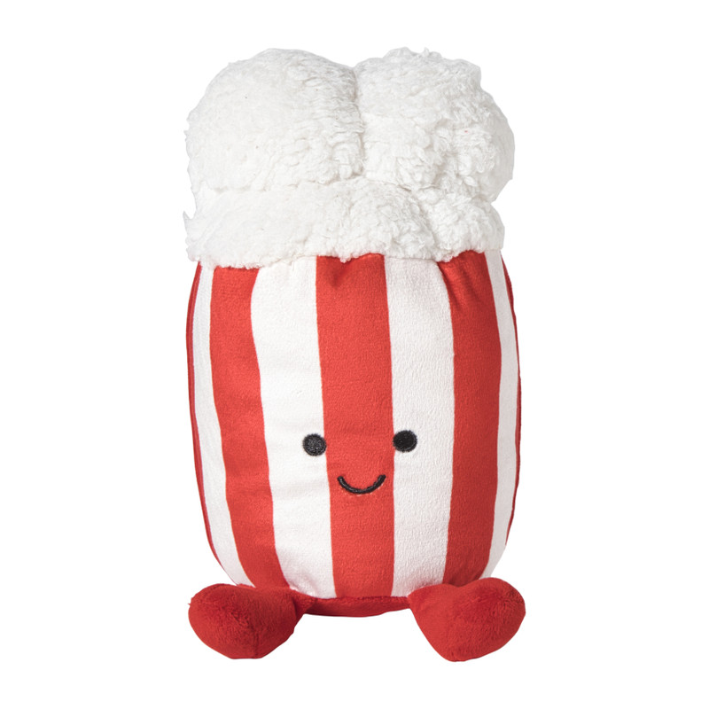 Xenos Knuffel popcorn - rood/wit - 19x12 cm