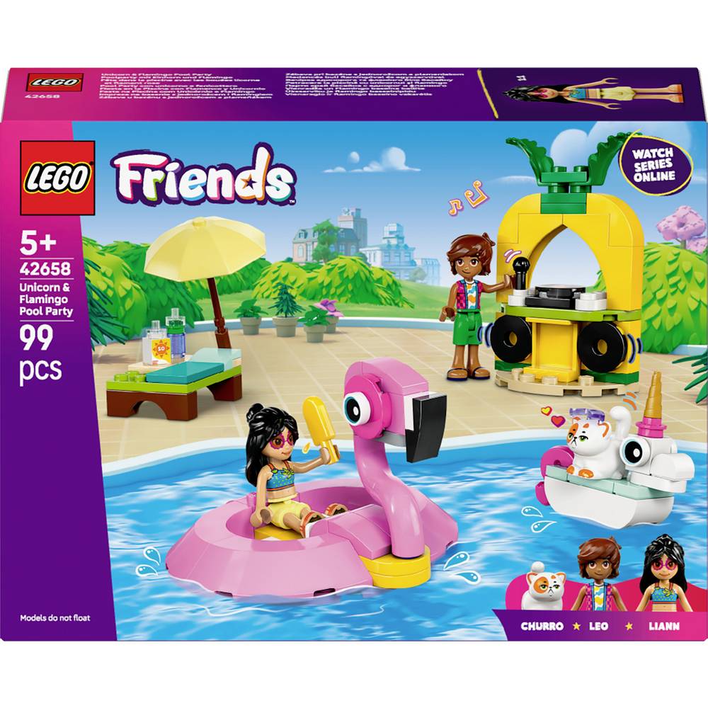 LEGO Friends 42658 Zwembadparty met eenhoorn en flamingo