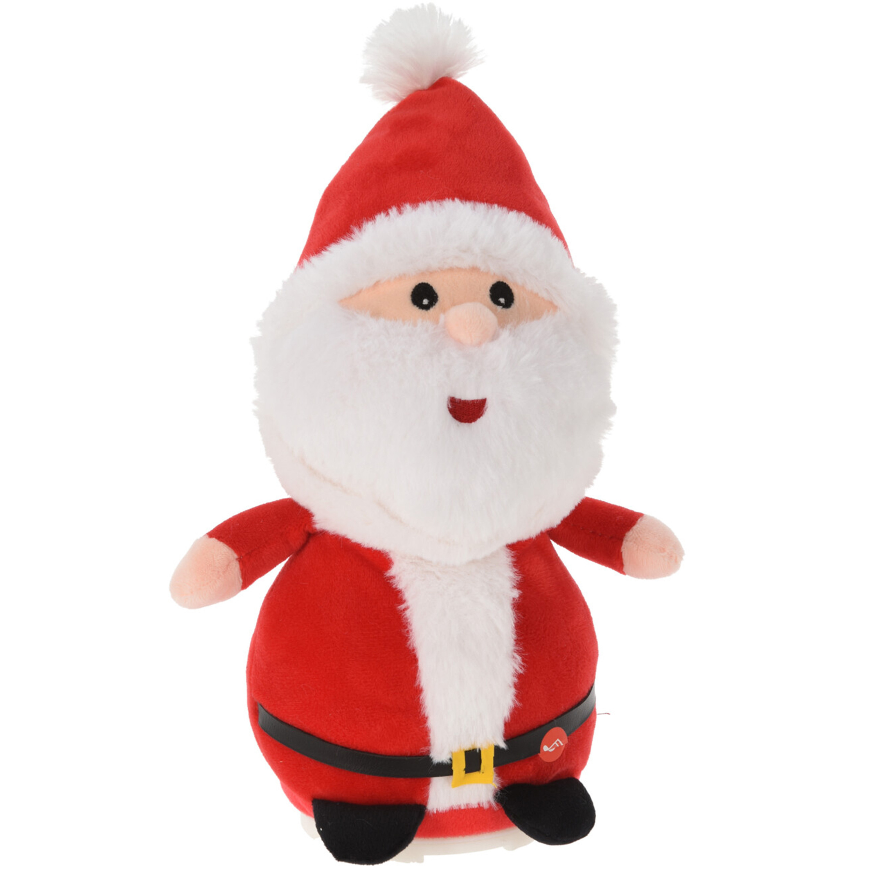 Merkloos Kerstman knuffel pop - figuur - 30 cm - met beweging en geluid - kerstknuffel -