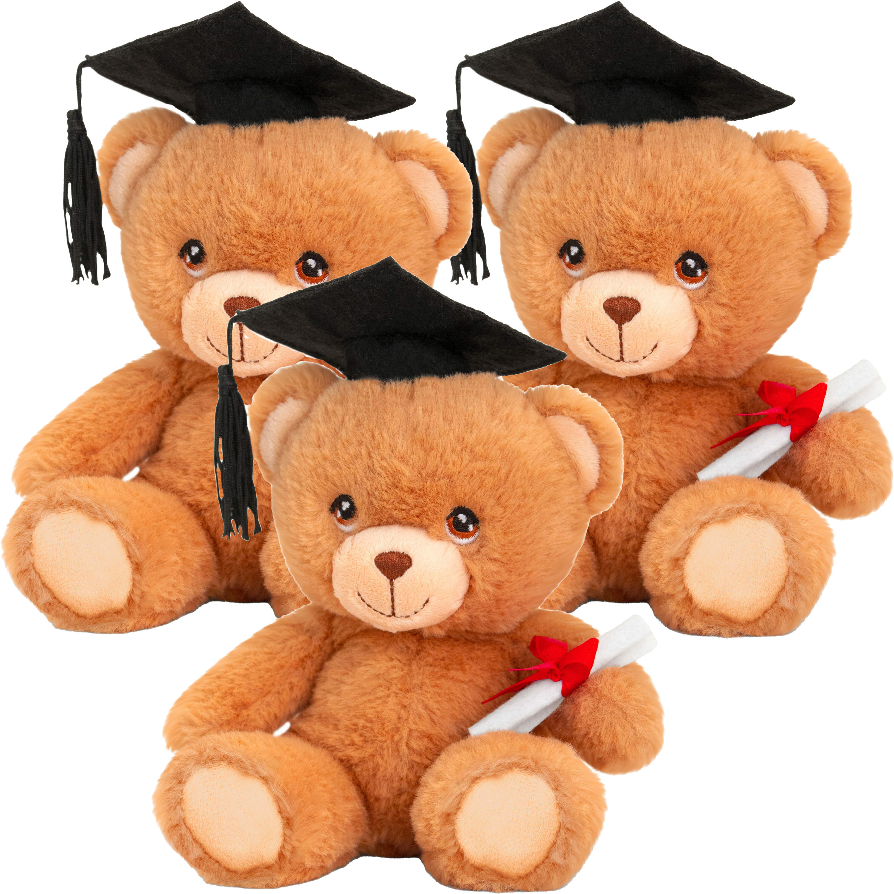 Keel Toys Pluche knuffel beer - 10x - geslaagd - diploma - bruin - 15 cm -