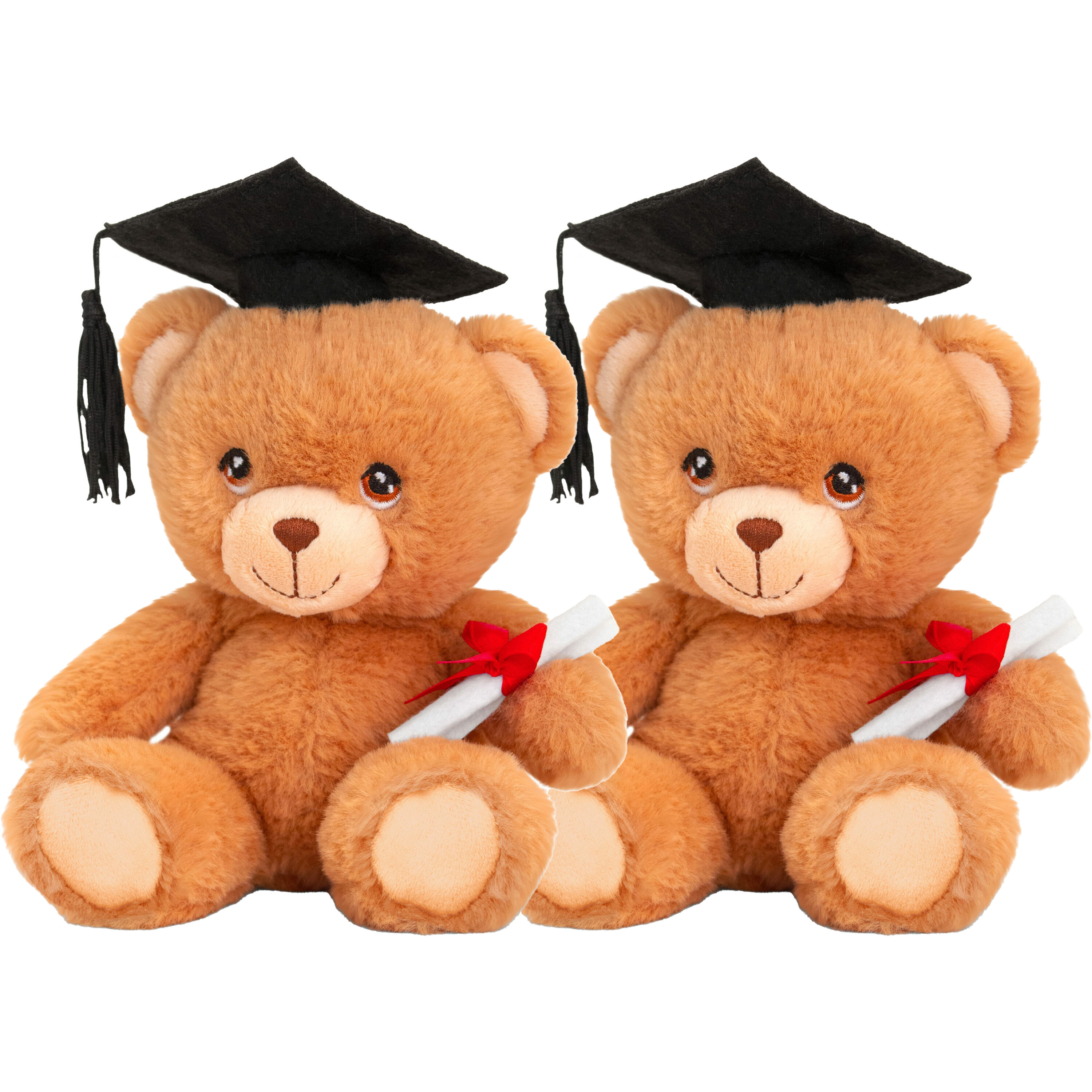 Keel Toys Pluche knuffel beer - 24x - geslaagd - diploma - bruin - 15 cm -