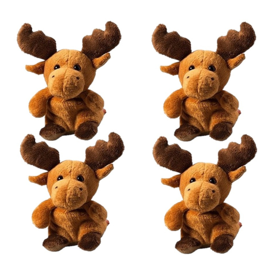 Schmoozies 4x stuks pluche eland knuffel 14 cm met beschrijfbaar label -