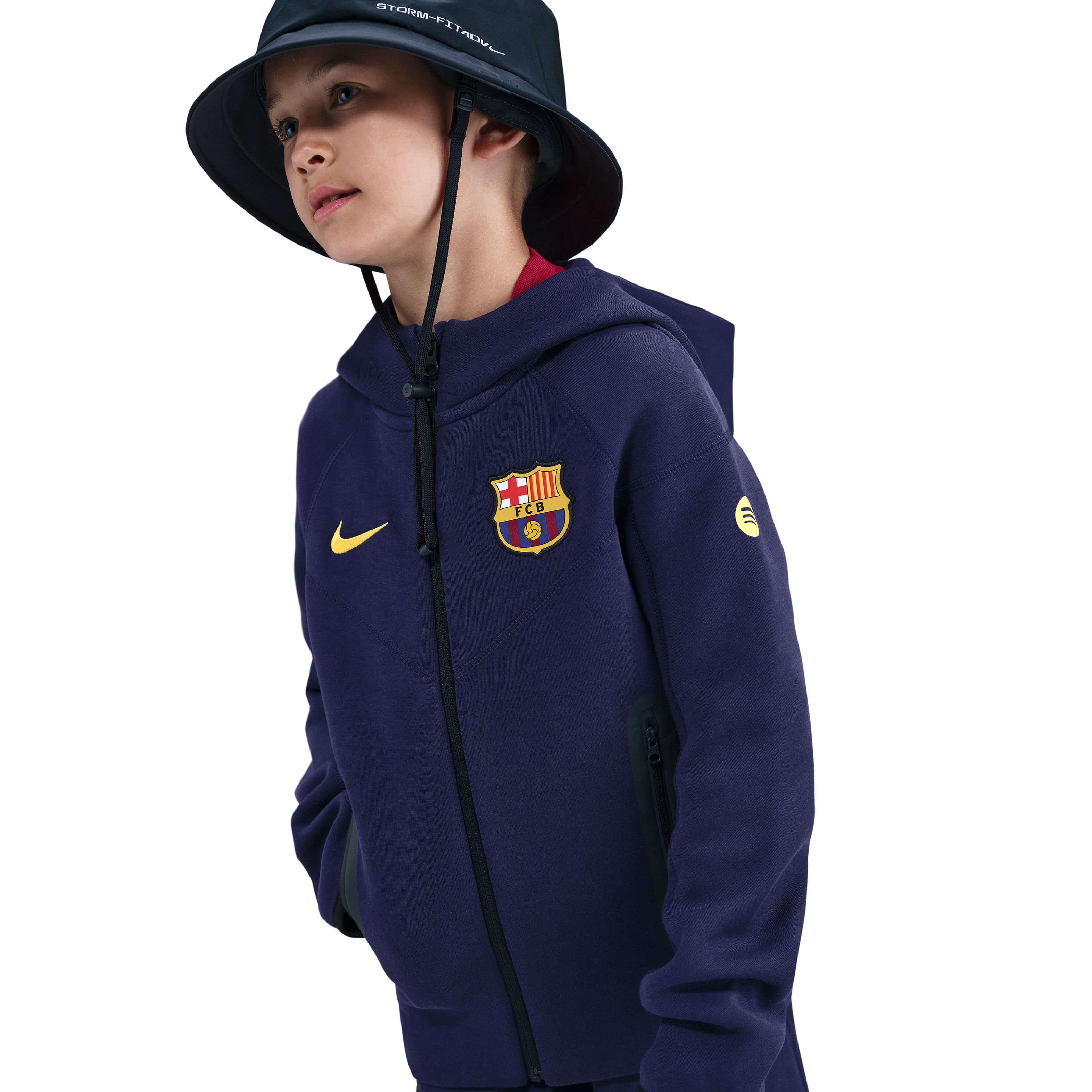 Nike FC Barcelona Tech Fleece Vest 2025-2026 Kids Donkerpaars Goud