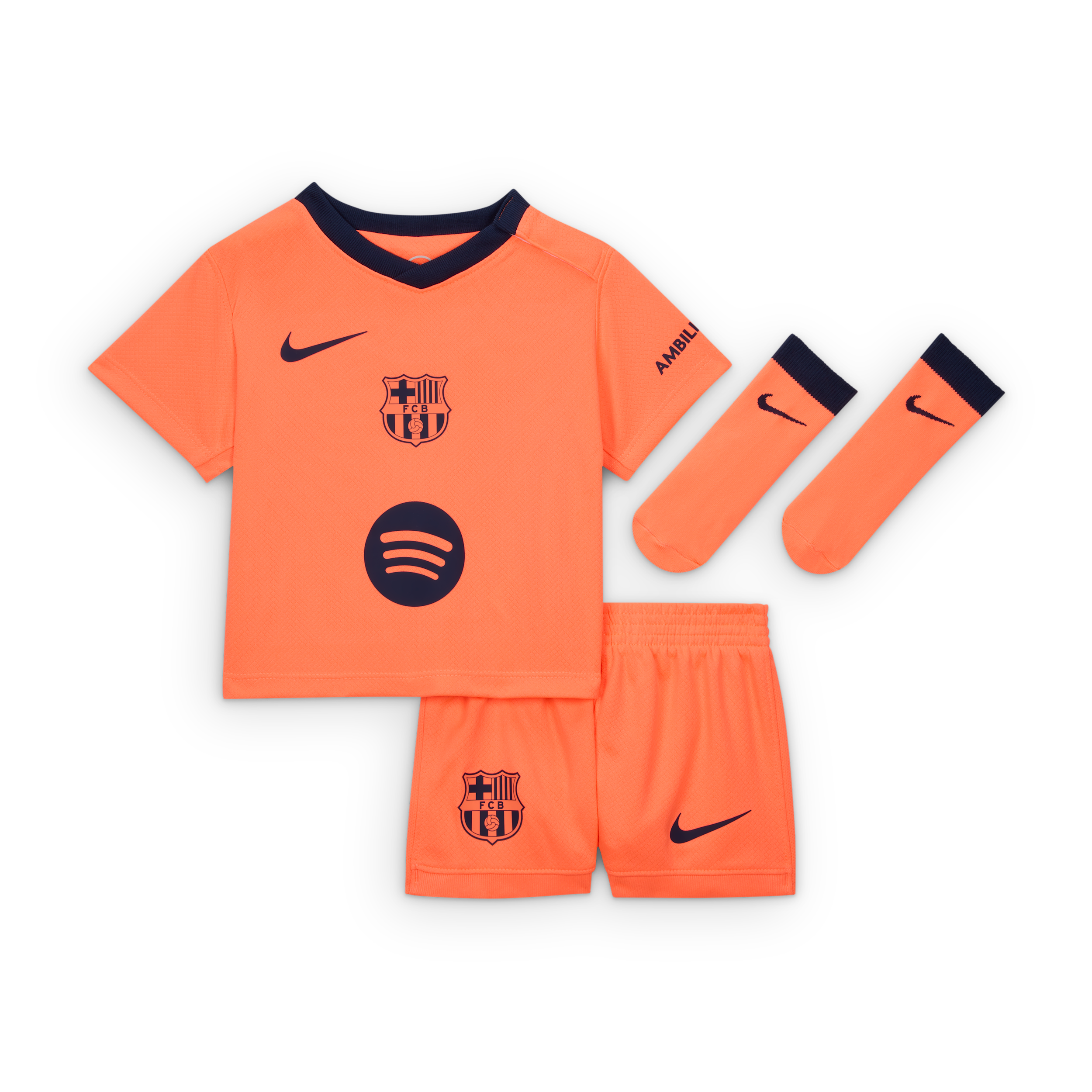 Nike FC Barcelona 2025/26 Stadium Derde  Total 90 driedelig replicavoetbaltenue voor baby's/peuters - Oranje