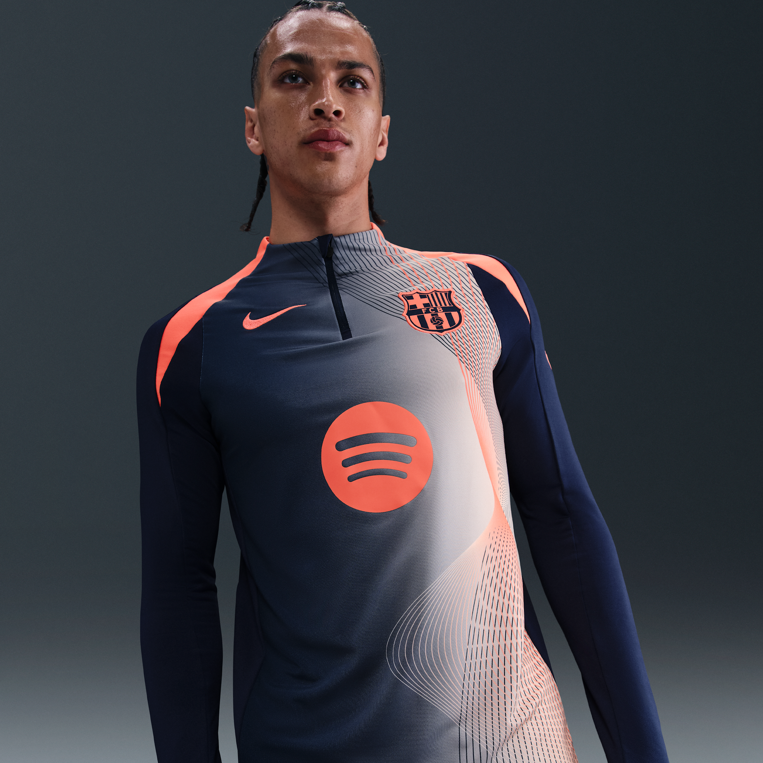 Nike FC Barcelona Strike Derde  Total 90 Dri-FIT voetbalwarming-uptop voor heren - Blauw