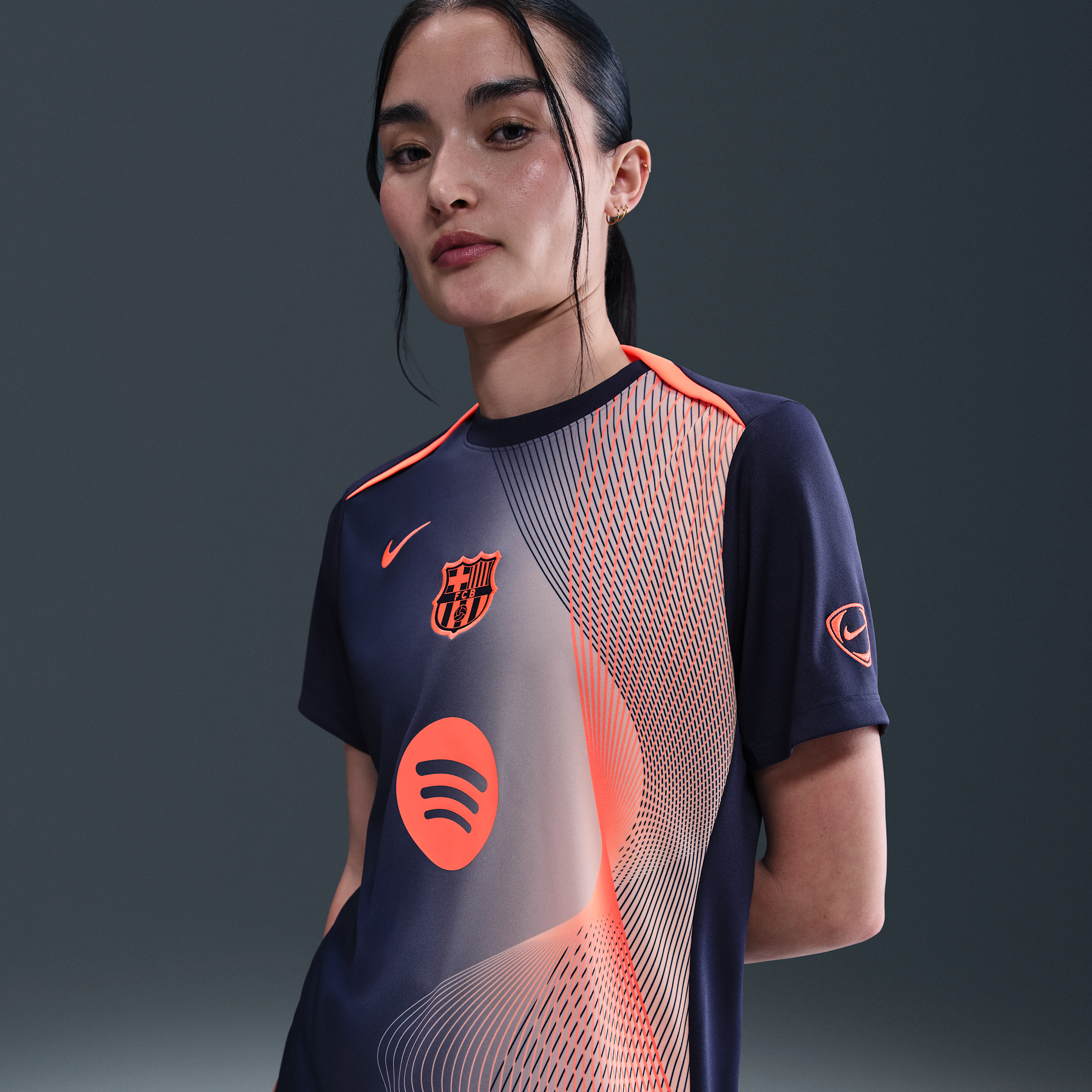 Nike FC Barcelona Academy Pro Derde  Total 90 Dri-FIT warming-uptop voor dames - Blauw