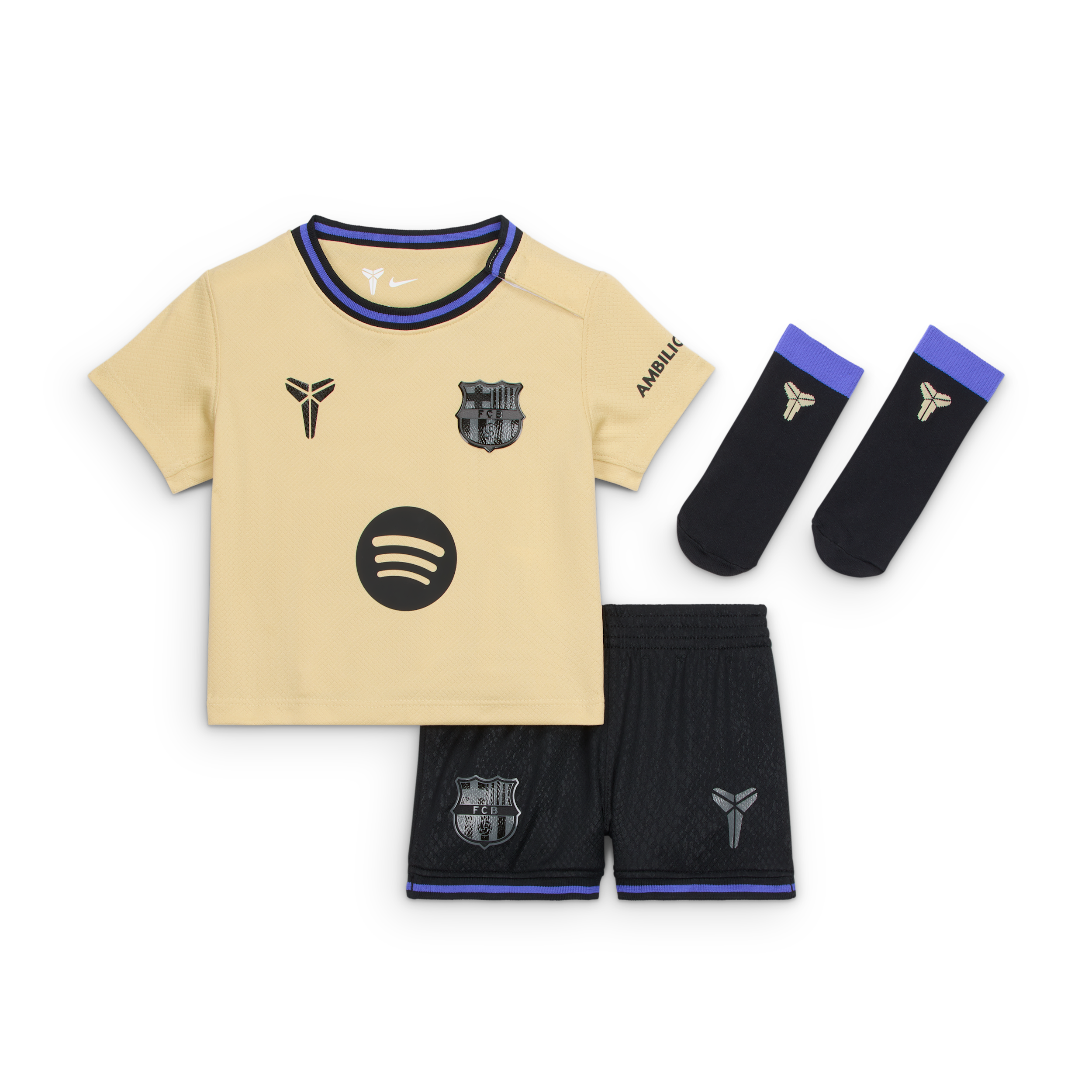 Nike FC Barcelona 2025/26 Stadium Uit Kobe driedelig replicavoetbaltenue voor baby's/peuters - Bruin