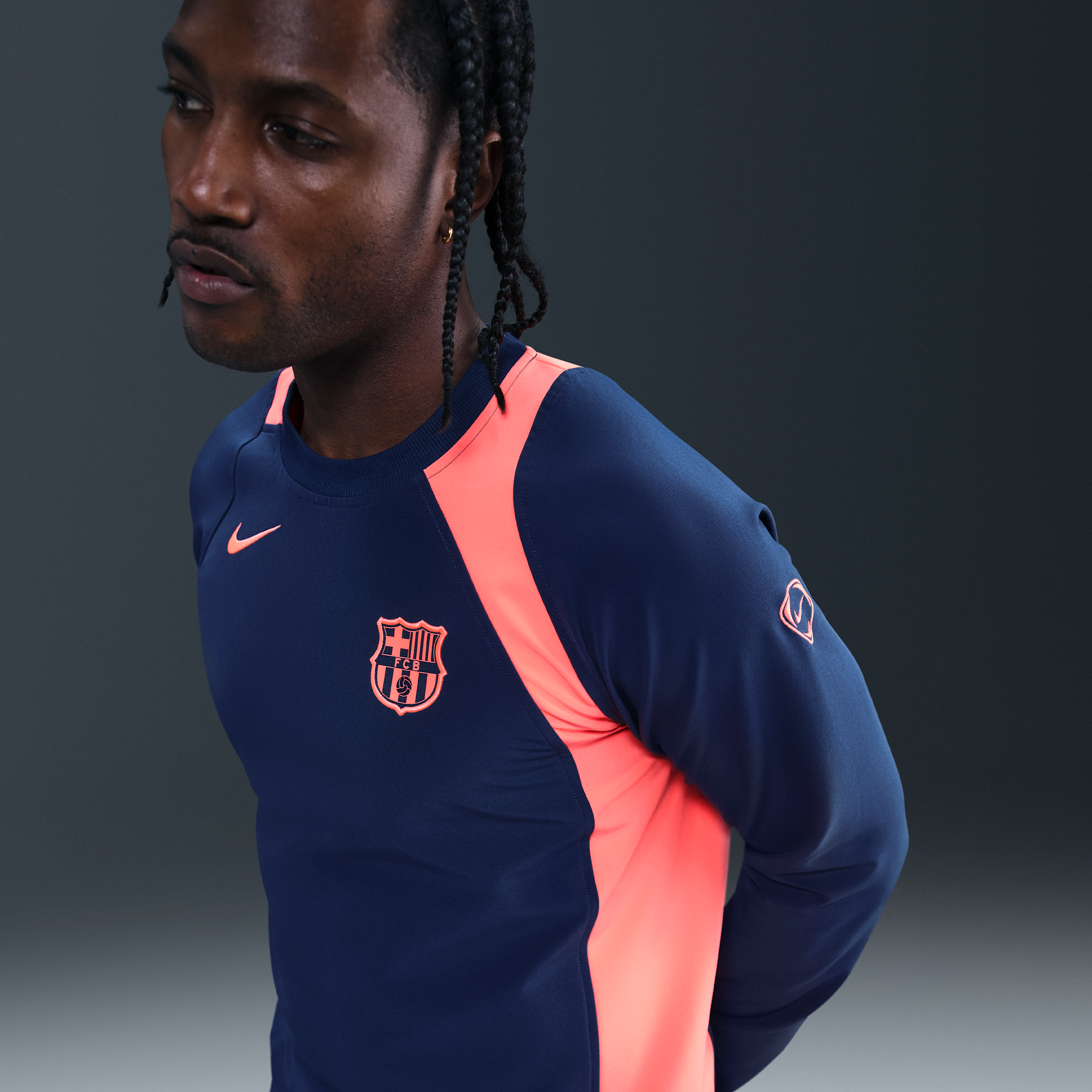 Nike FC Barcelona Derde  Total 90 voetbaltop met ronde hals voor heren - Blauw