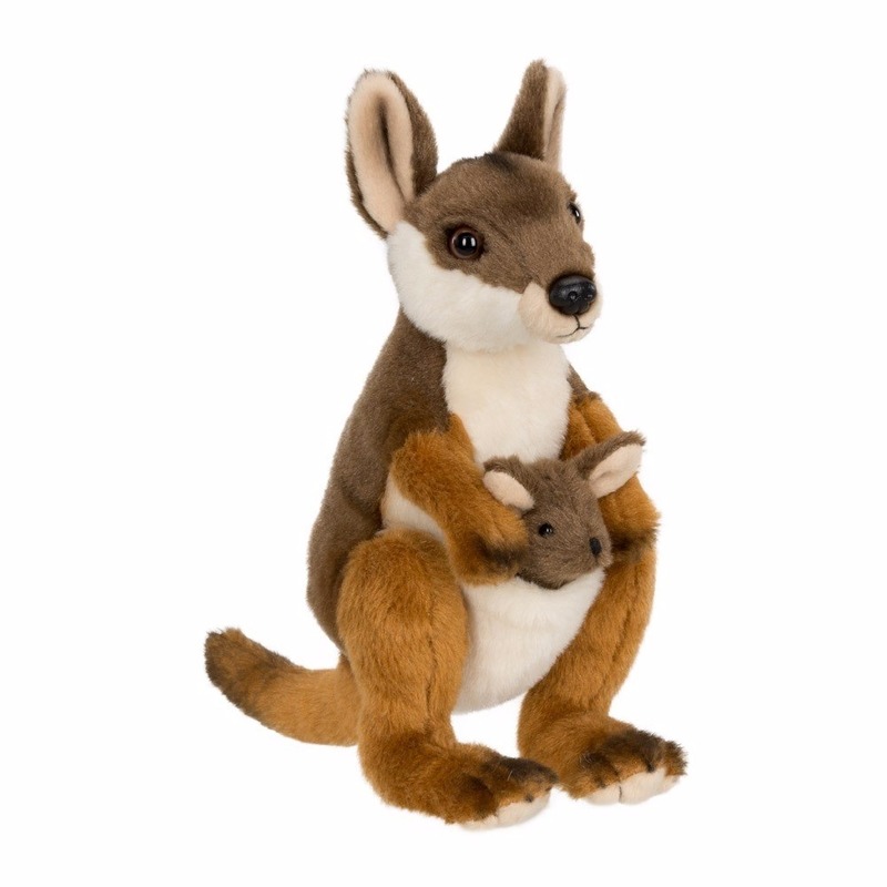 WNF pluche kangoeroe - met baby - knuffeldier - 19 cm - Australische knuffel -