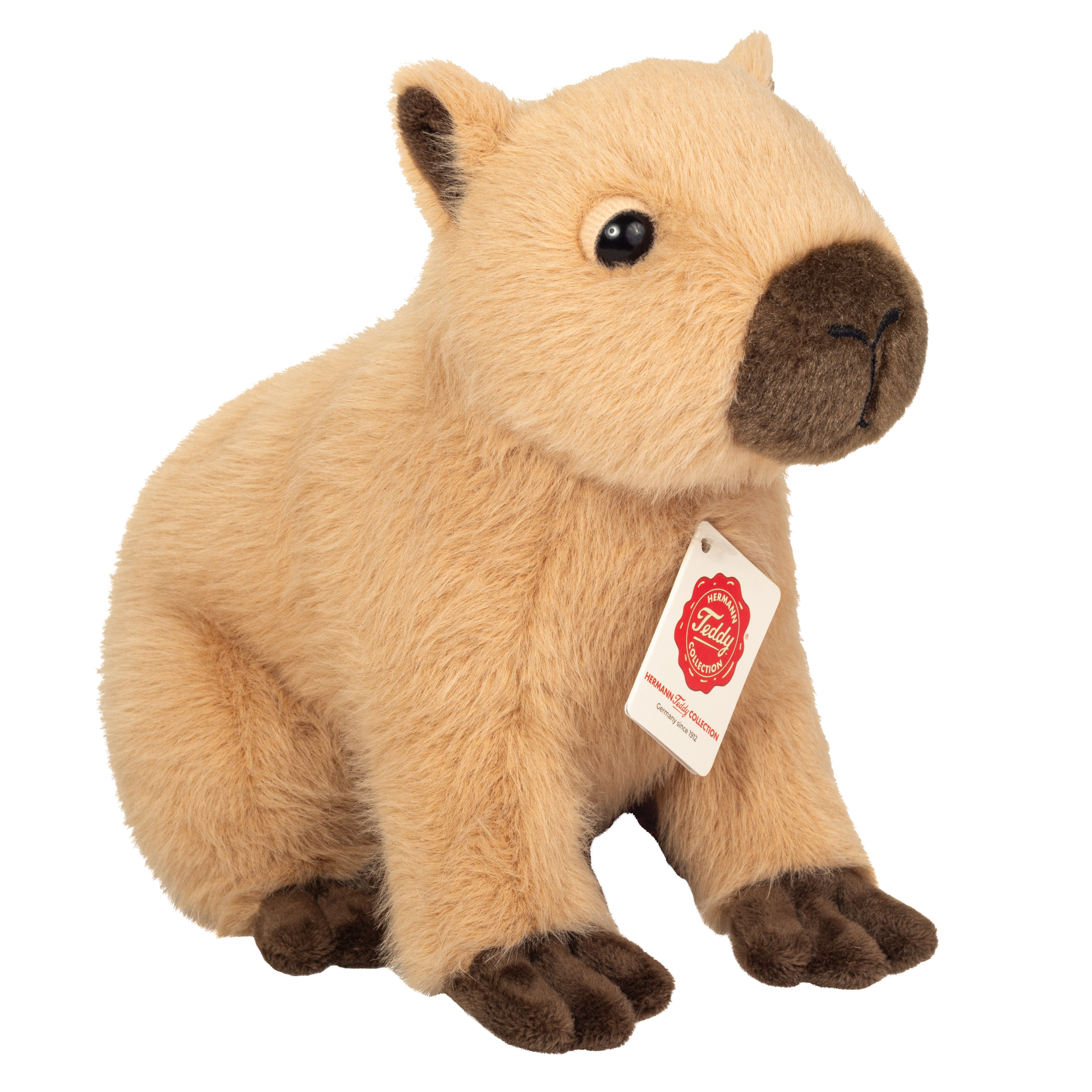 Teddy Hermann Knuffeldier Capibara - zachte pluche stof - premium kwaliteit knuffels - lichtbruin - 25 cm -