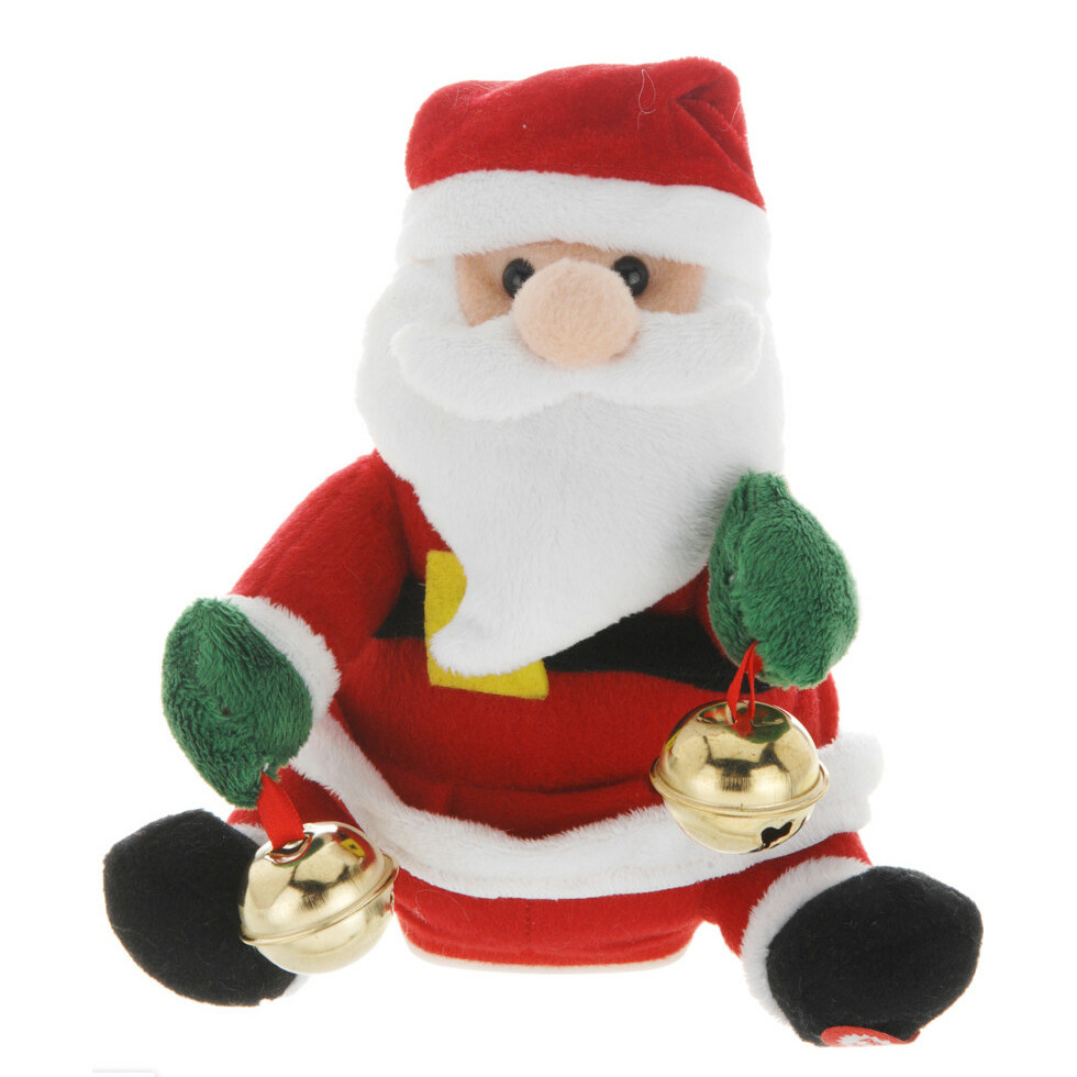 Tender Toys Kerstman pop - met beweging en geluid - 18 cm - dansen en zingen - kerstfiguur -