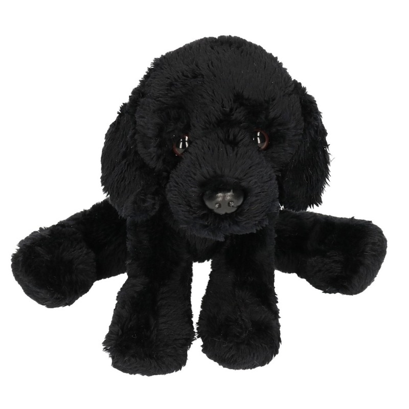 Suki Gifts pluche knuffeldier hond - Zwarte Labrador - 15 cm - Honden knuffels -