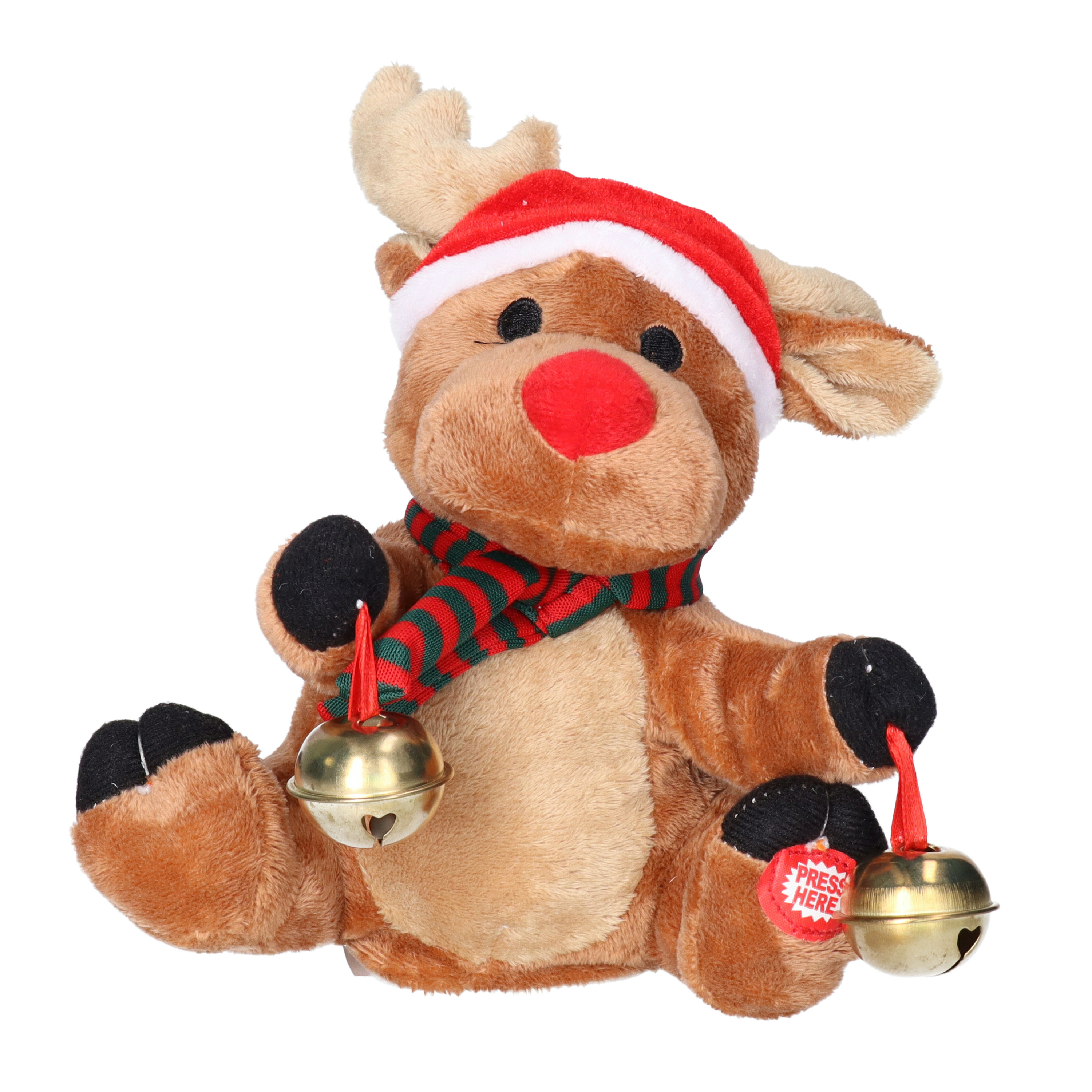 Tender Toys Rendier pop - met beweging en geluid - 18 cm - dansen en zingen - kerstfiguur -