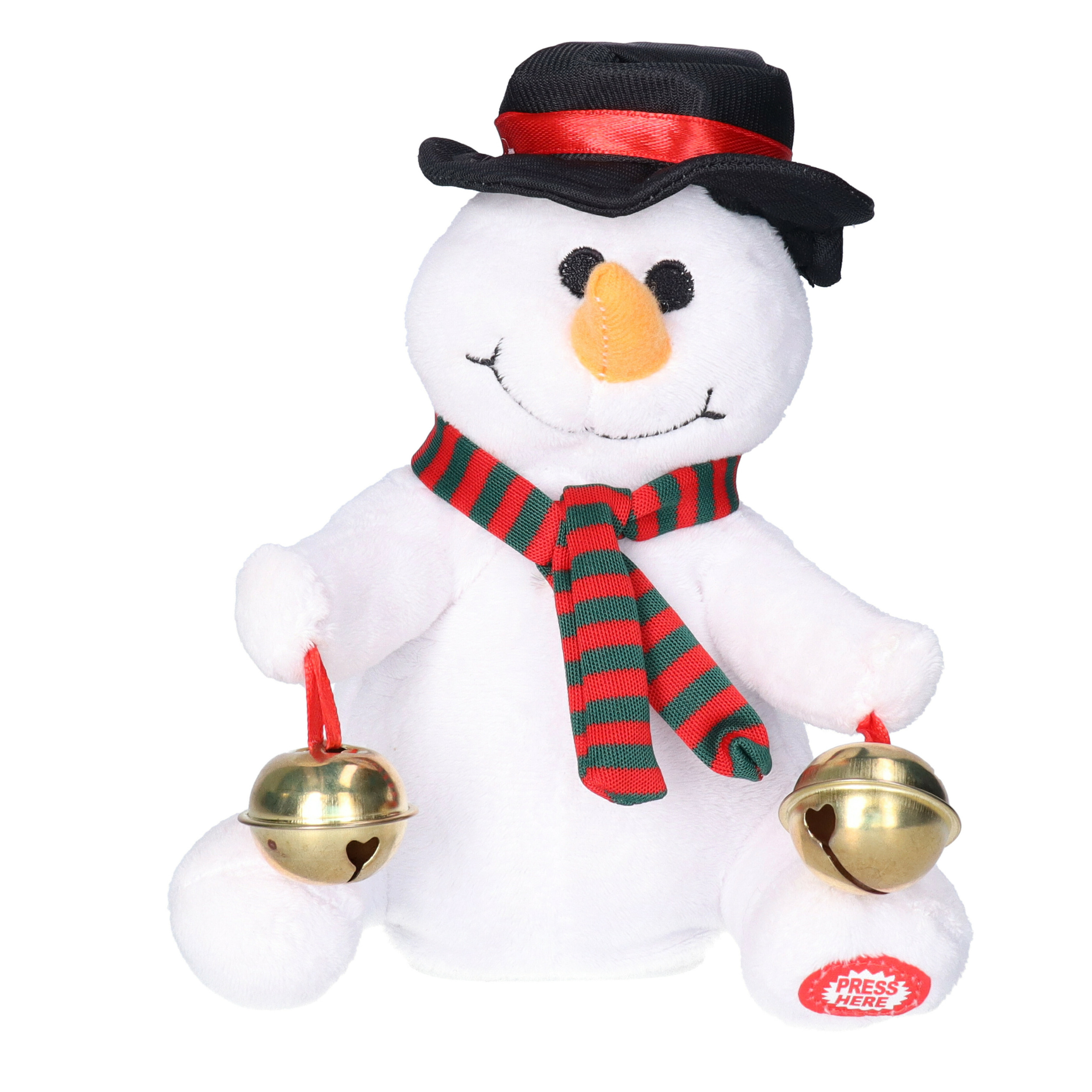 Tender Toys Sneeuwpop pop - met beweging en geluid - 18 cm - dansen en zingen - kerstfiguur -