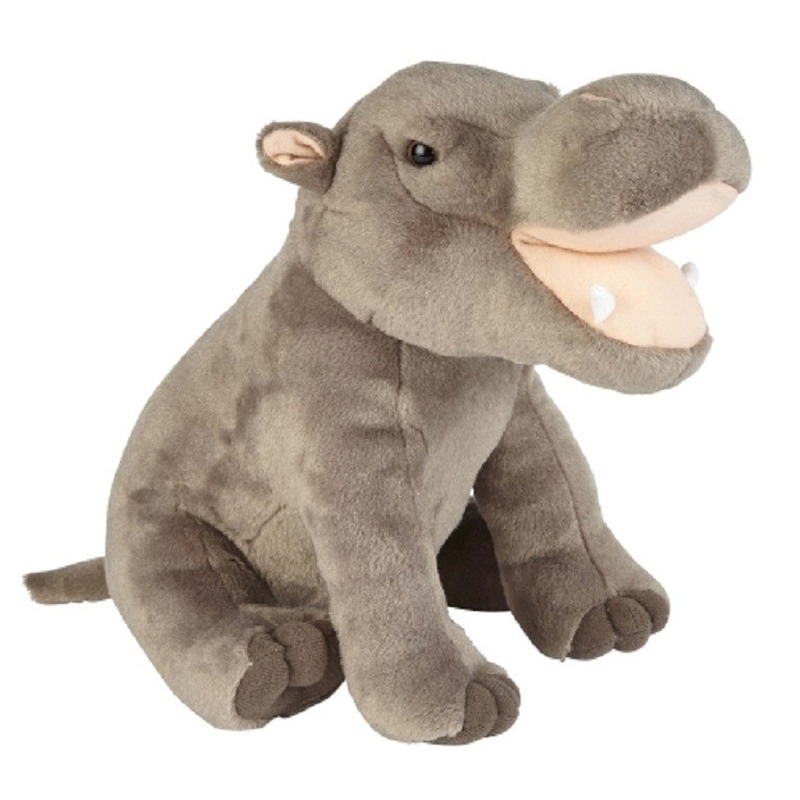 Ravensden Pluche nijlpaard knuffel - grijs - 30 cm - safari dieren speelgoed -