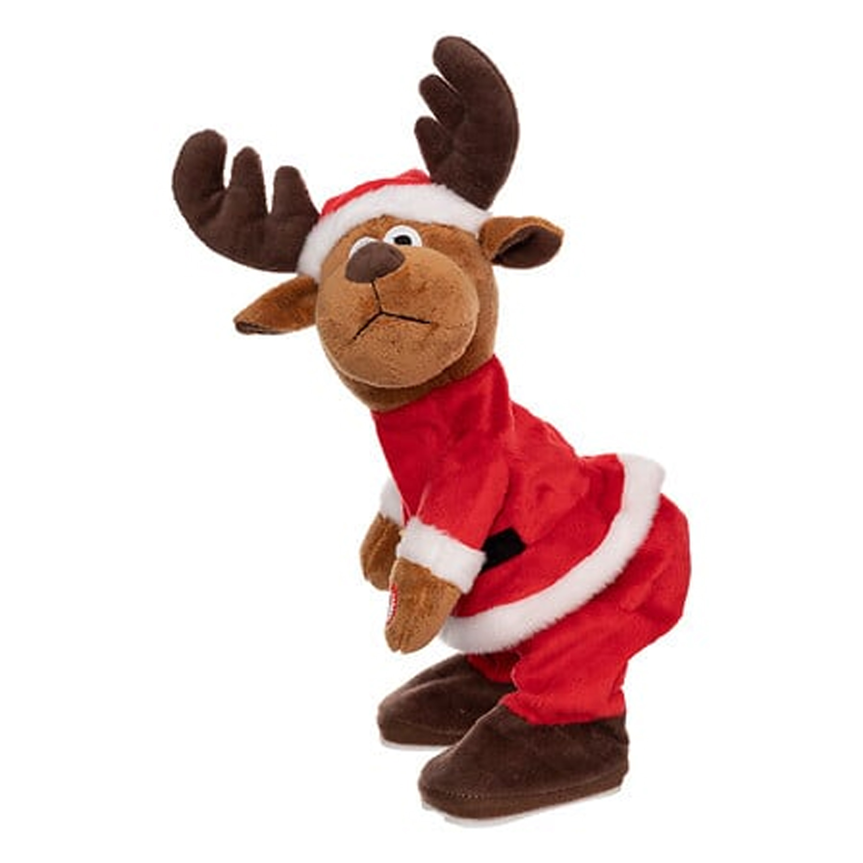 Feeric lights & Christmas Dansende rendier kerstpop - 28 cm - schudt met zijn billen - bewegende knuffel - kerstknuffel -