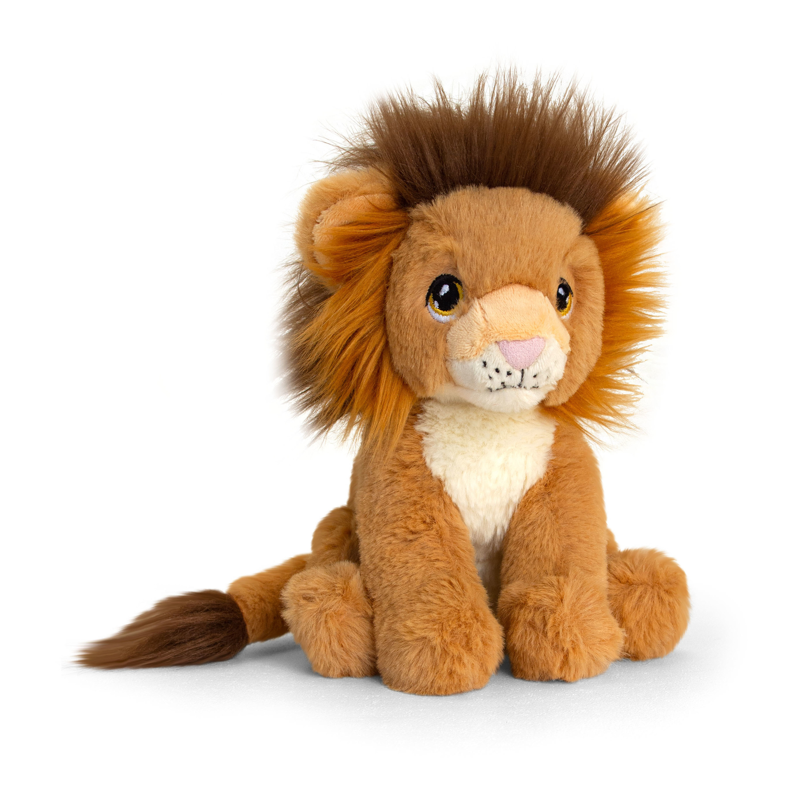 Keel Toys Pluche knuffel dier leeuw - bruin - 18 cm - Knuffelbeesten leeuwen -