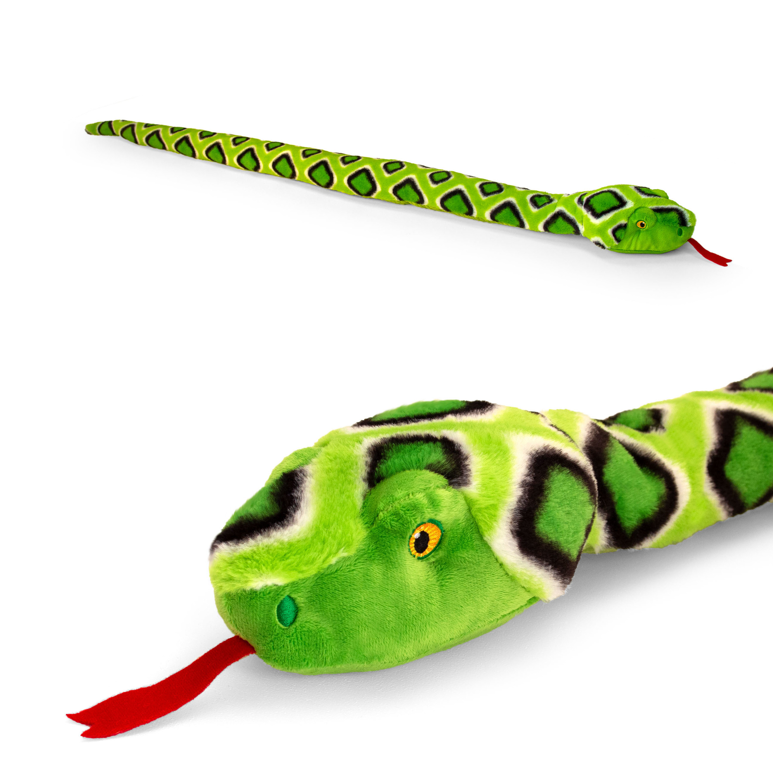 Keel Toys slang knuffel - pluche - groen - 100 cm - dier - cadeau Knuffelbeest - reptiel -