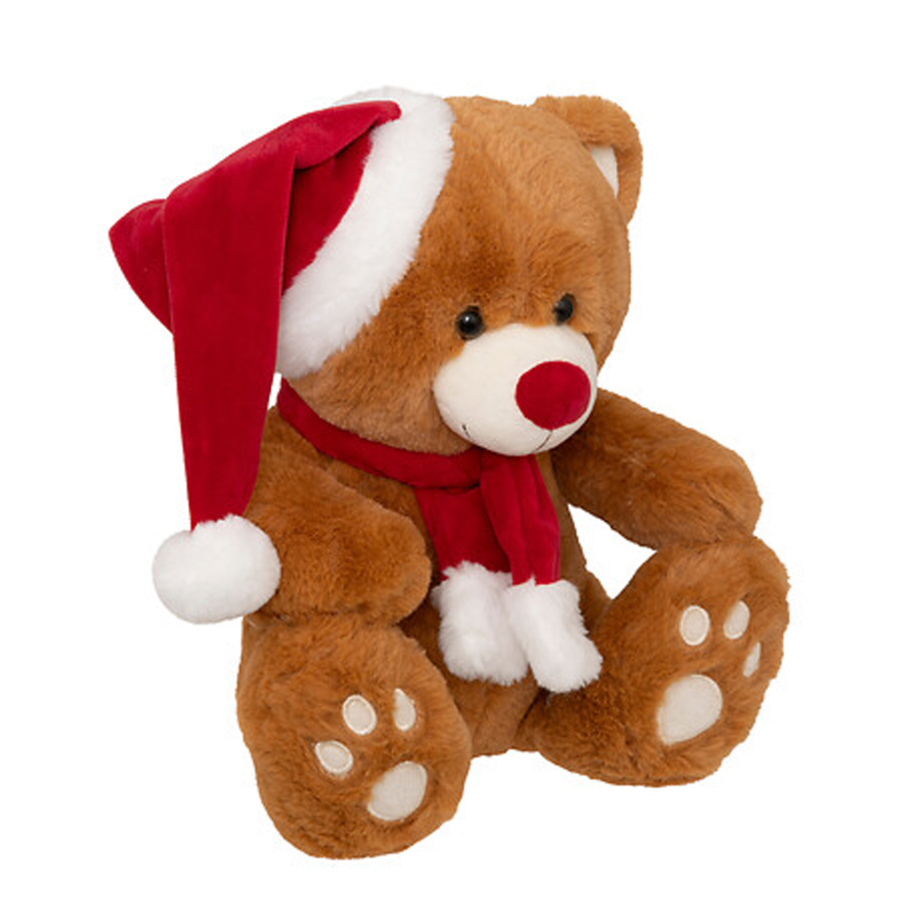 Feeric lights & Christmas Knuffel kerstbeer - met kerstmuts - cm - pluche - kerstknuffel beer - knuffelbeer -