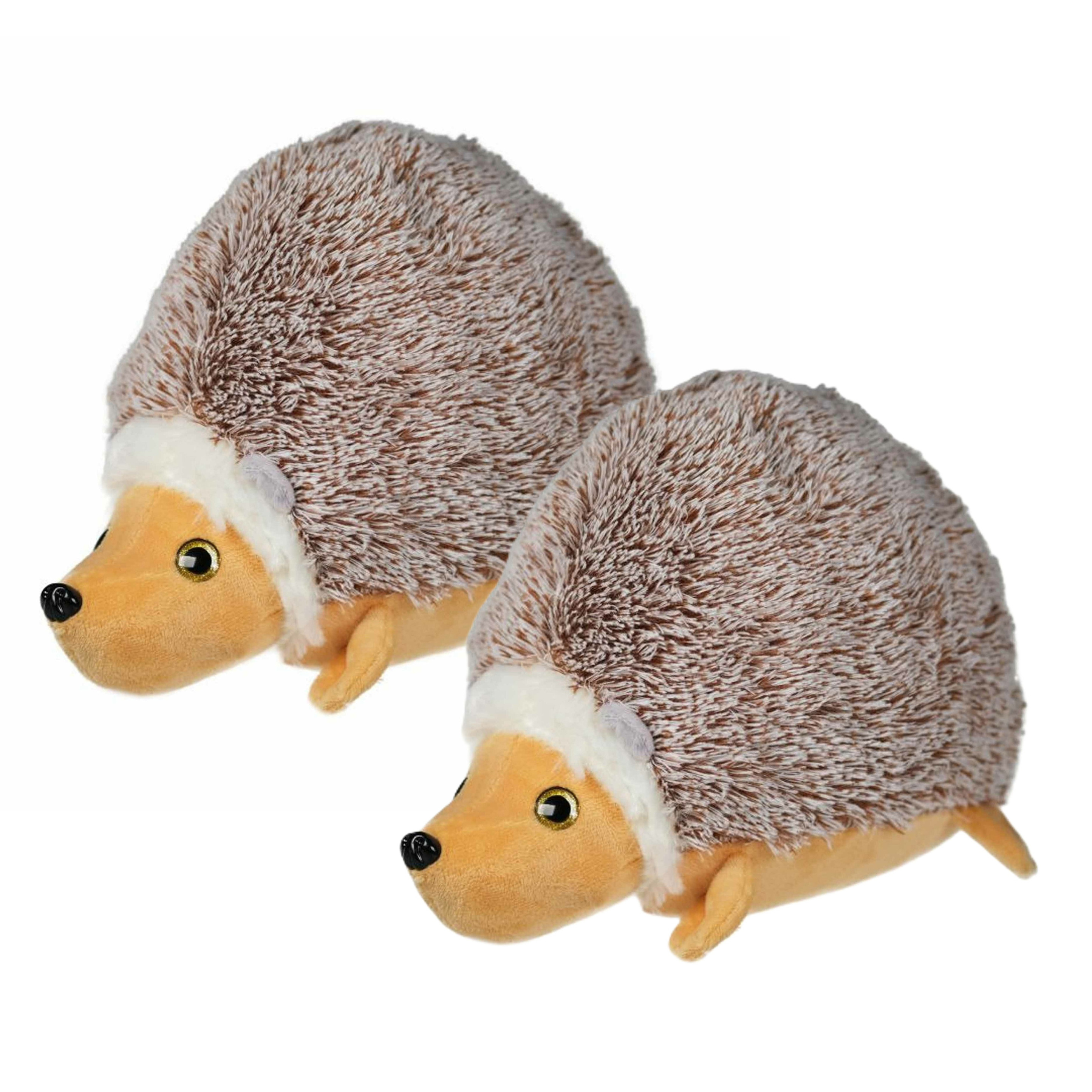 Kr℃ger & Gregoriades Pluche egel knuffel - 2x - lichtbruin/beige - 18 cm - dieren knuffels - egeltjes -