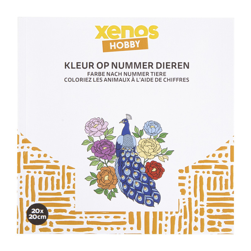Xenos Kleurboek op nummer dieren - 20x20 cm