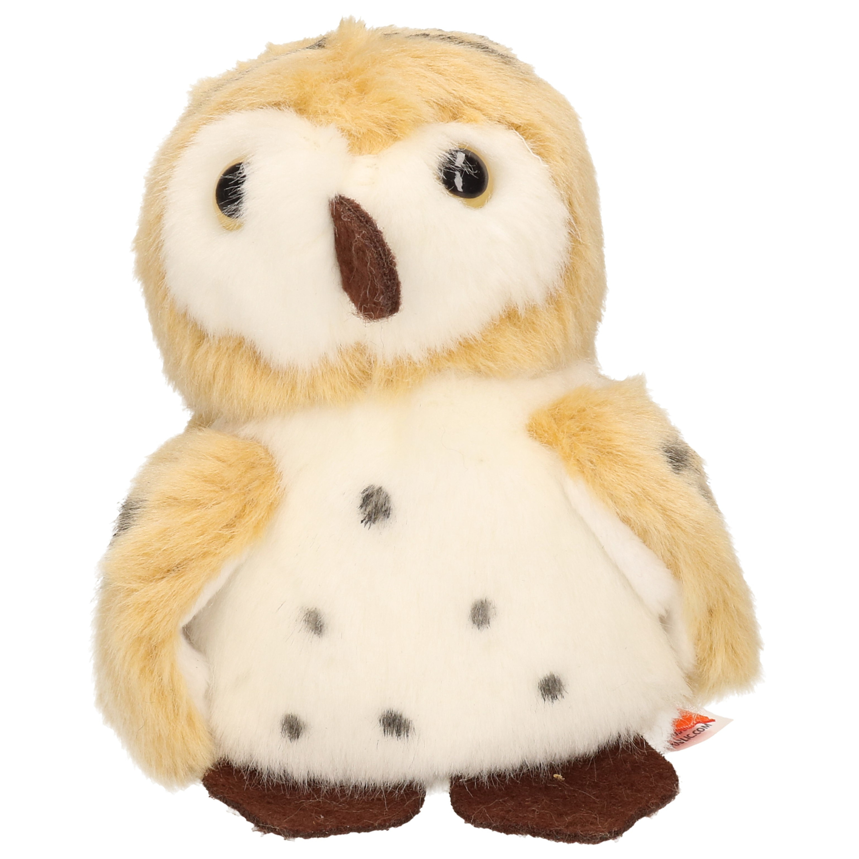 Wild Republic Pluche knuffel Uil - vogel - bruin/wit - 13 cm - bosdieren knuffels -