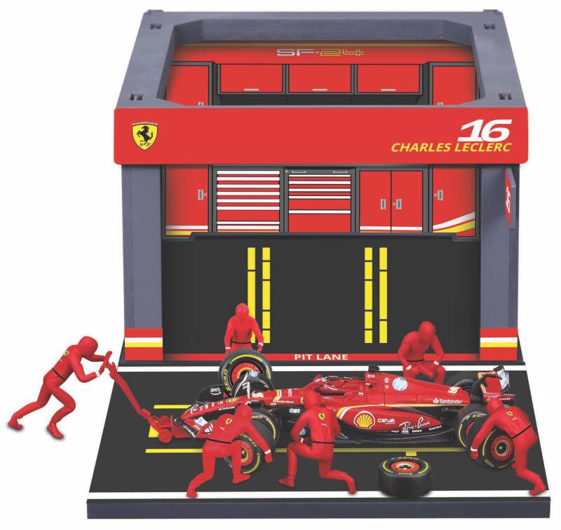 Brinic Modelcars Bburago Ferrari SF-24 Charles Leclerc pit stop set