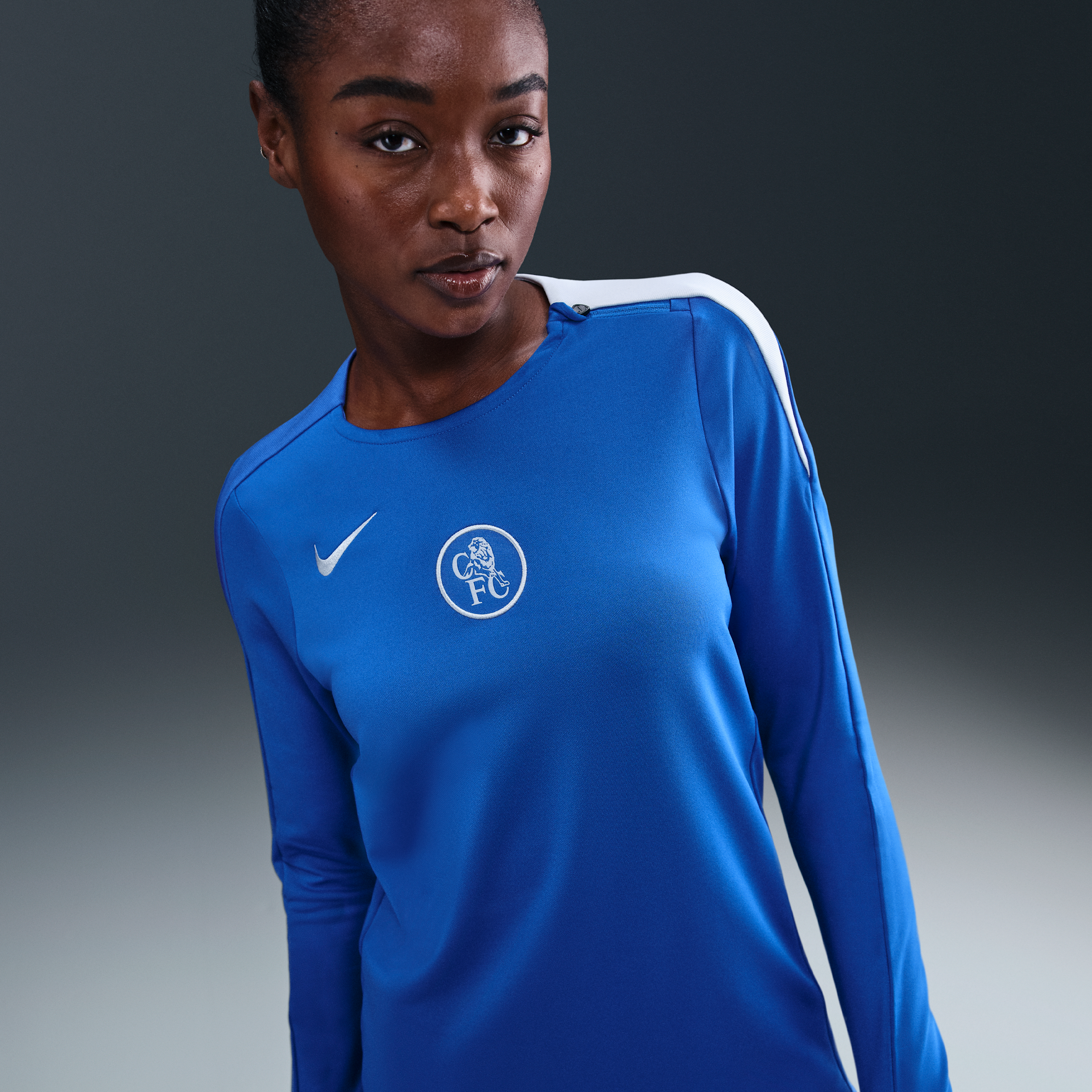 Nike Chelsea FC Strike Derde  Total 90 knit voetbaltop met ronde hals en Dri-FIT voor dames - Blauw