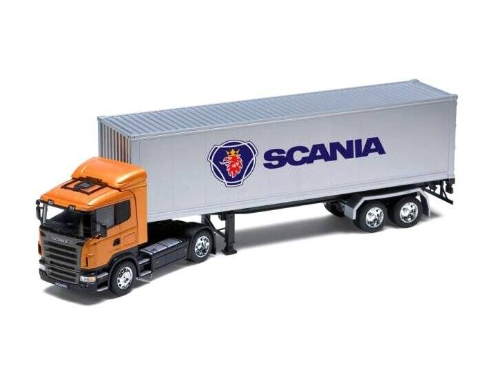 Brinic Modelcars Welly Scania R470 met container trailer
