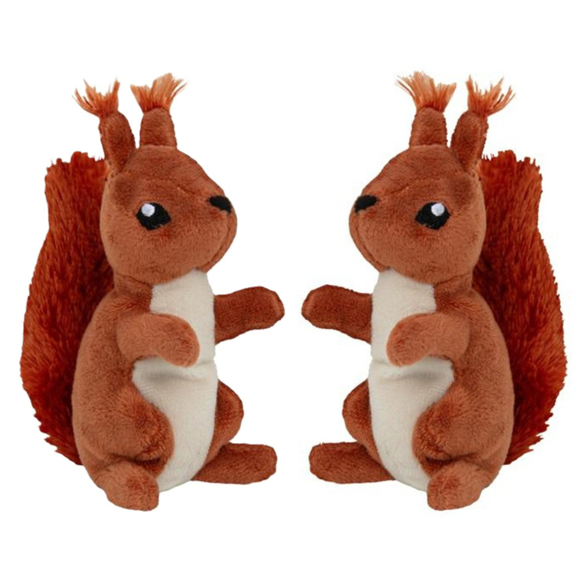 Nature Planet Knuffeldier eekhoorn - 2x - zachte pluche stof - veel details - rood - 13 cm -