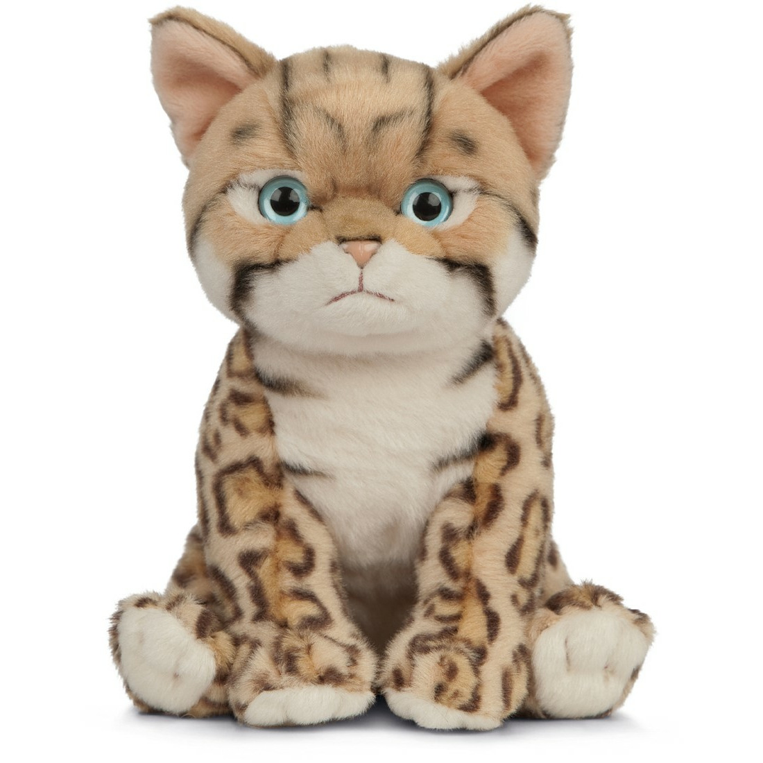 Living Nature  Pluche Bengaalse kat/poes - lichtbruin - 16 cm - knuffel - speelgoed -