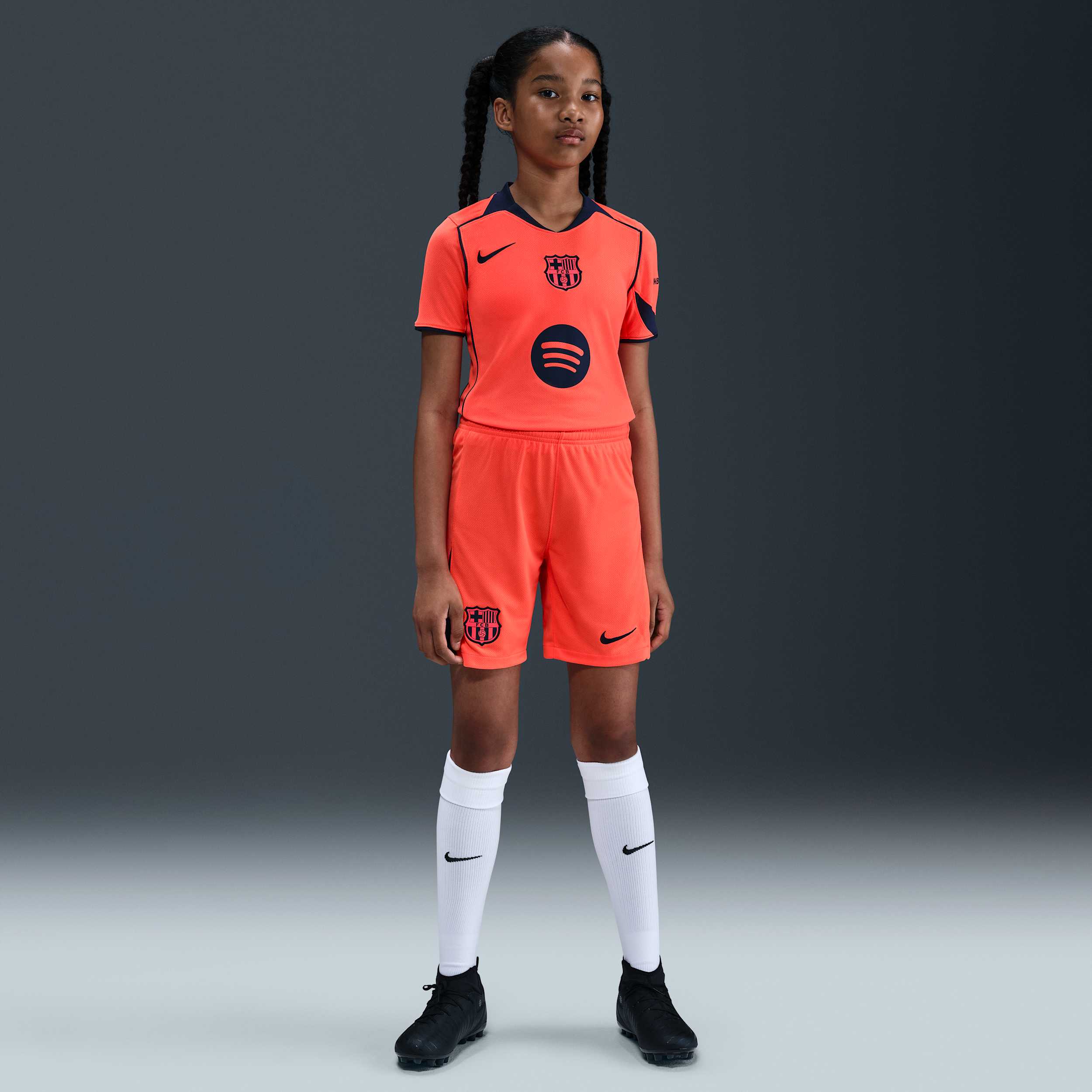 Nike FC Barcelona 2025/26 Stadium Derde  Total 90 replicavoetbalshorts met Dri-FIT voor kids - Oranje