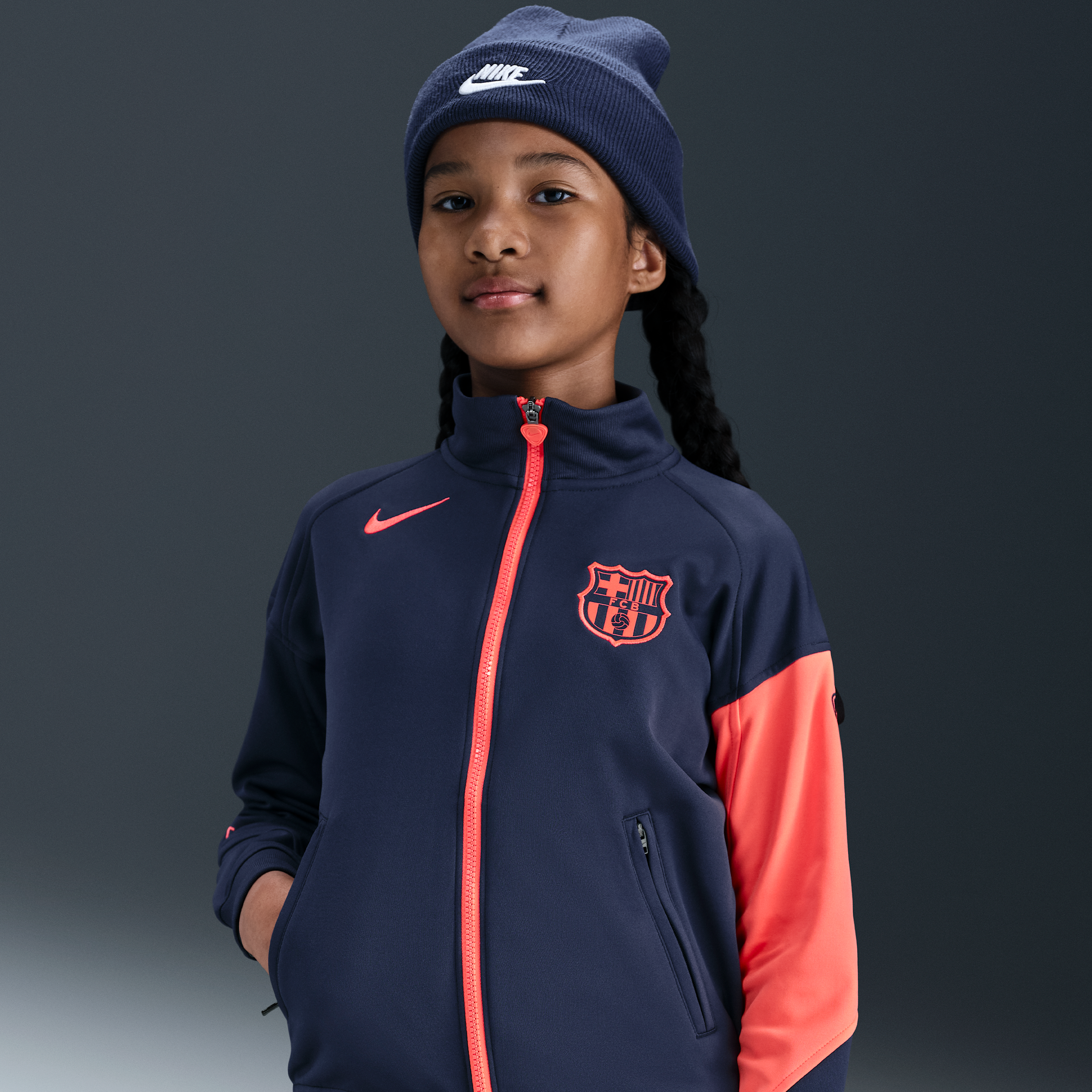 Nike FC Barcelona Academy Pro Derde  Total 90 Anthem voetbaljack met Dri-FIT voor kids - Blauw