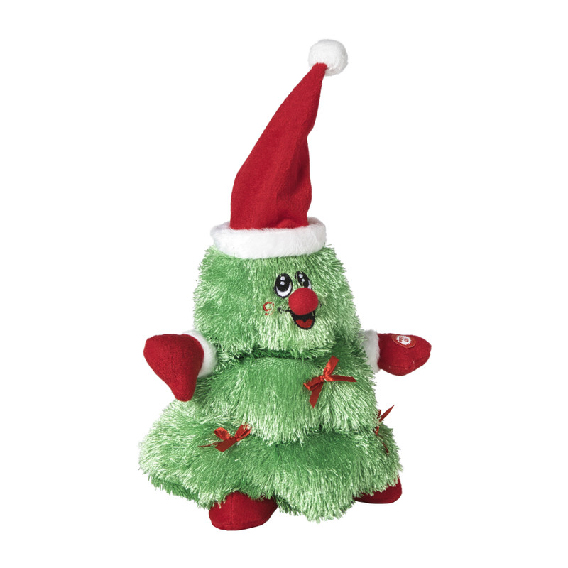 Xenos Dansende kerstknuffel kerstboom - 24 cm
