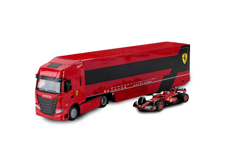 Brinic Modelcars Bburago Iveco S-Way 570 Racing transporter + Ferrari SF-24 F1