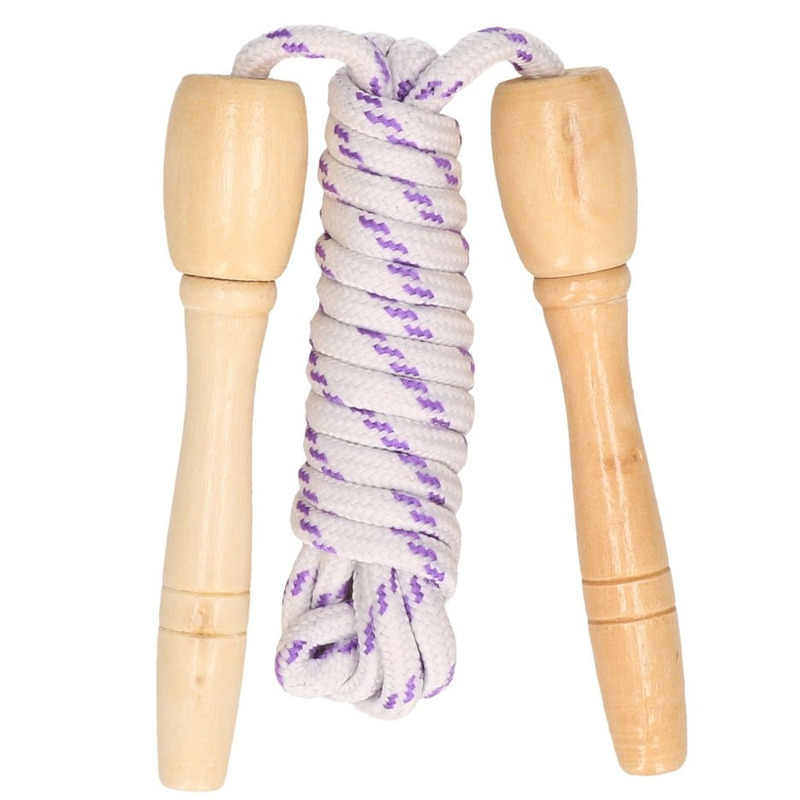 Kr℃ger & Gregoriades Springtouw wit/paars - 230 cm - met houten handvatten - Buitenspeelgoed - Sportief -