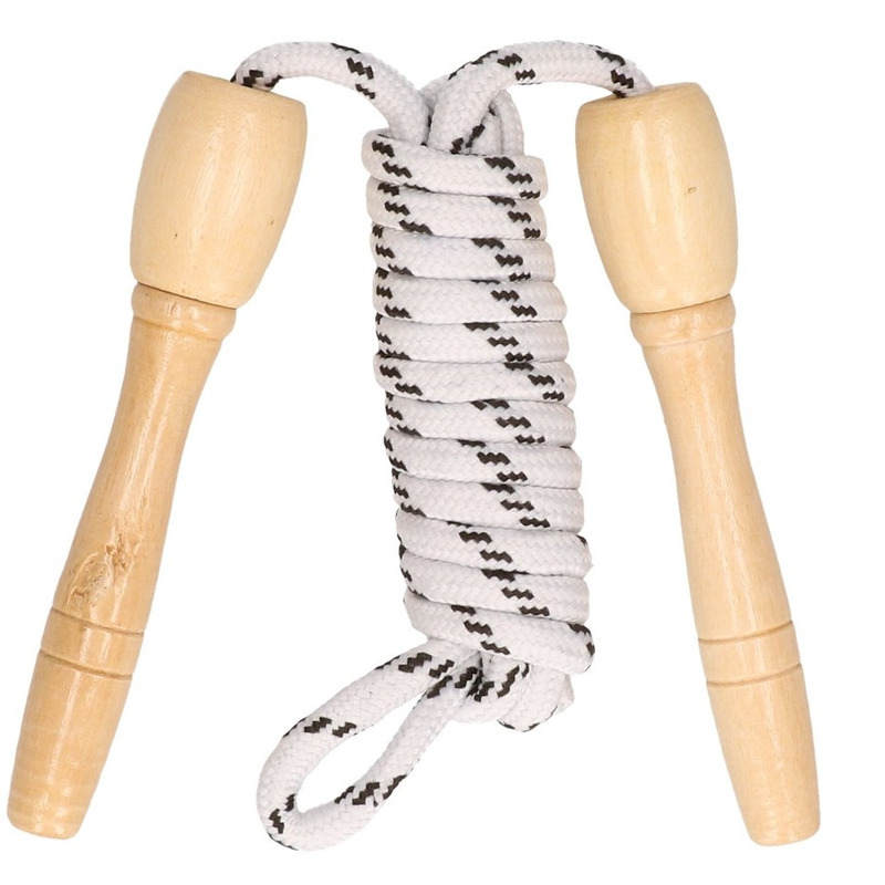 Kr℃ger & Gregoriades Springtouw wit/zwart - 230 cm - met houten handvatten - Buitenspeelgoed - Sportief -