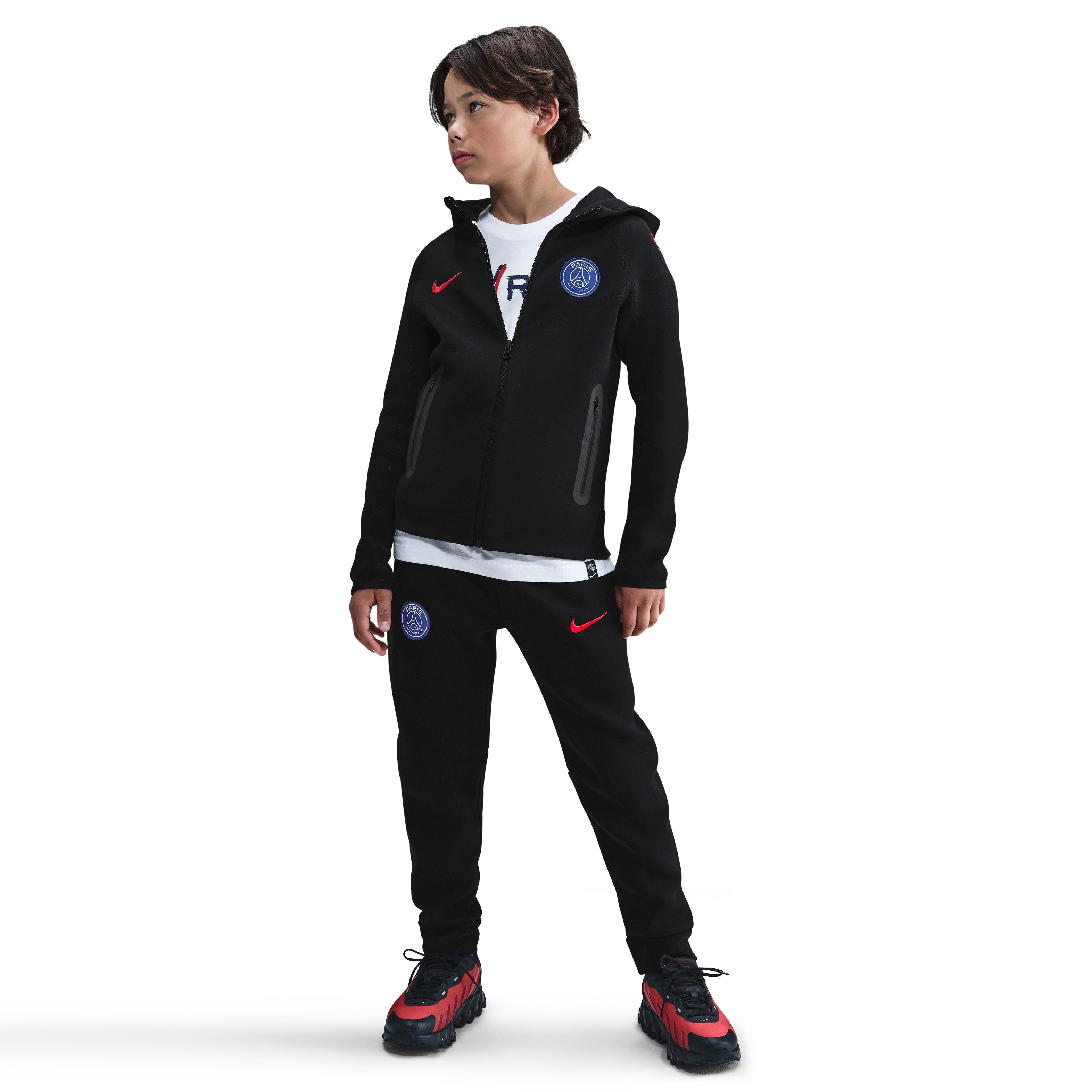 Nike Paris Saint-Germain Tech Fleece Vest 2025-2026 Kids Zwart Rood