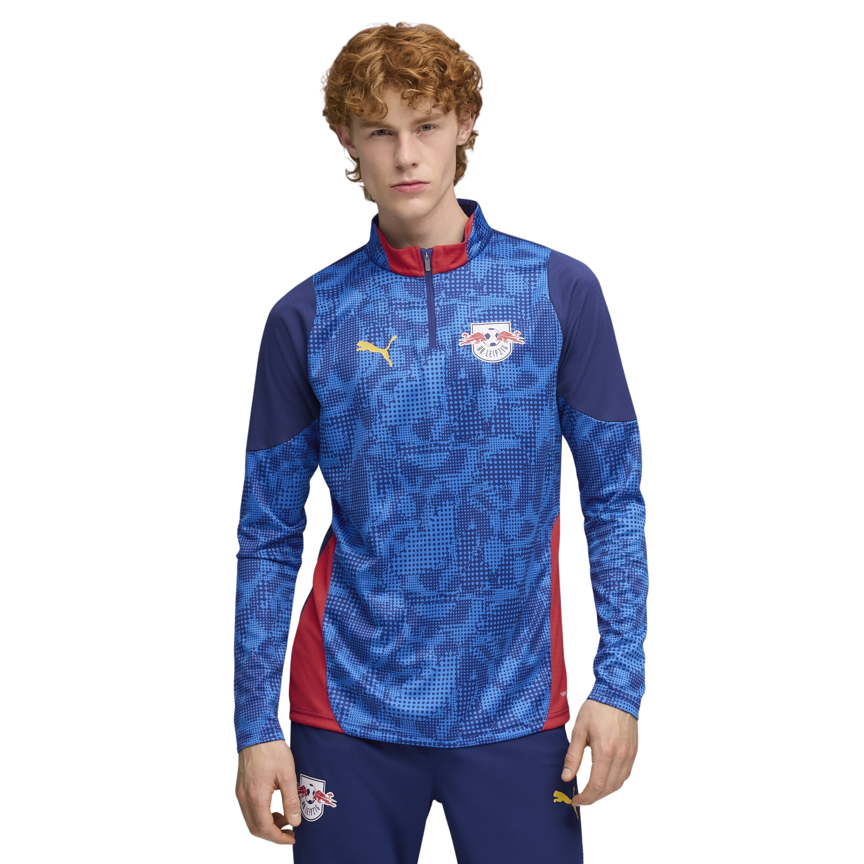 PUMA RB Leipzig Trainingstrui 1/4-Zip 2025-2026 Blauw Donkerblauw Rood