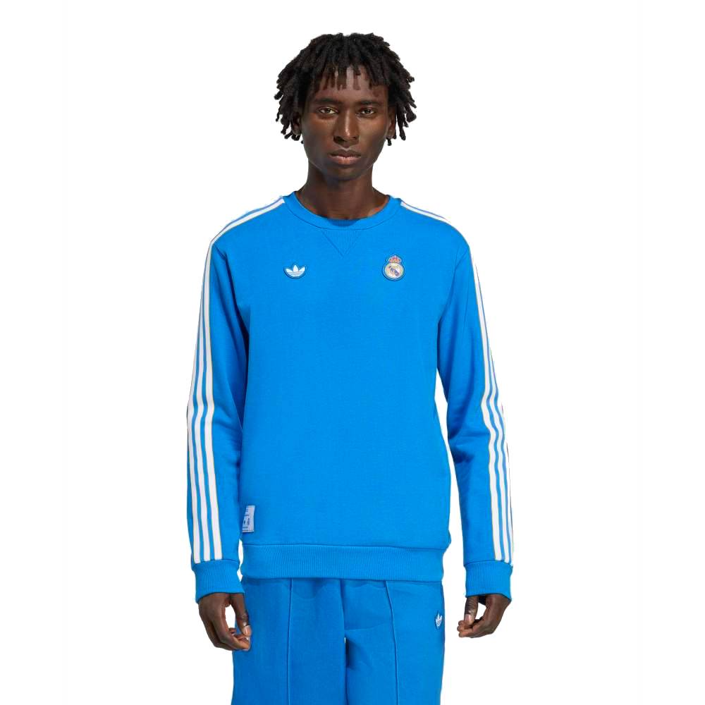 Adidas Real Madrid Terrace Icons Crew Sweater Blauw Wit