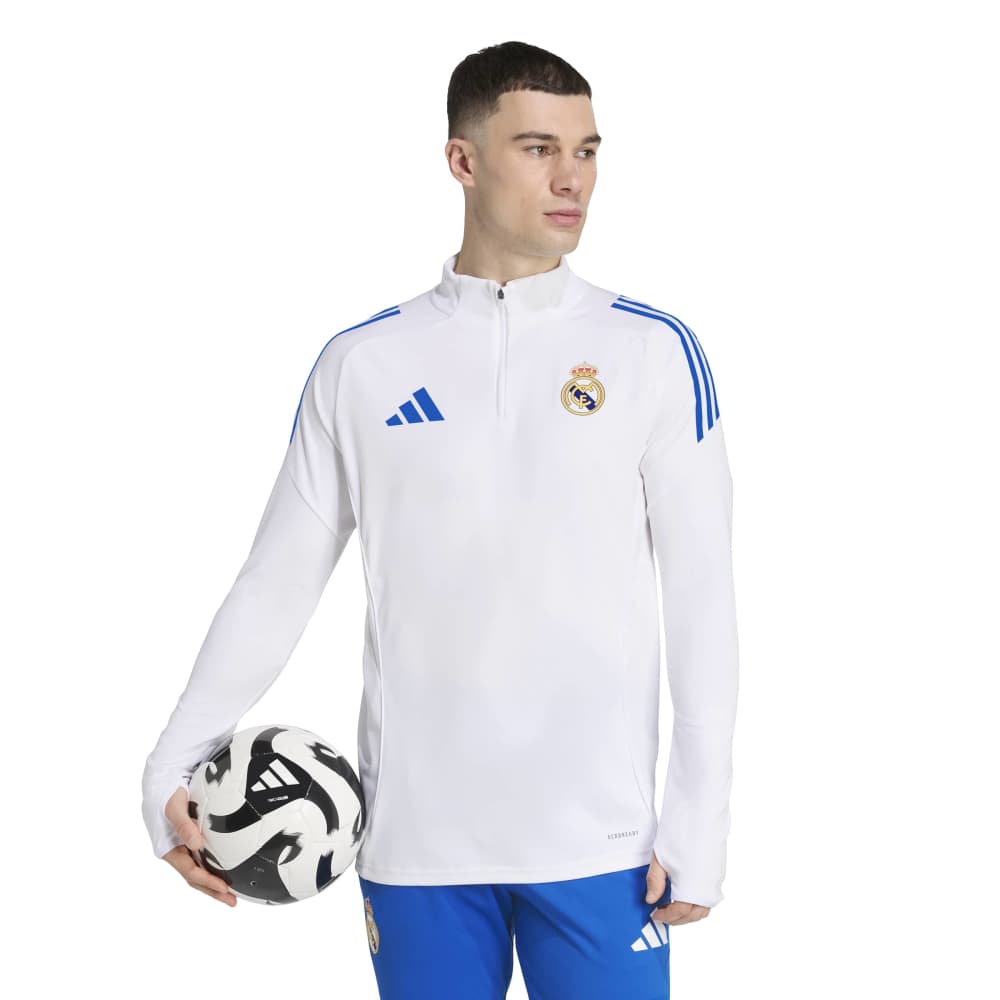 Adidas Real Madrid Trainingstrui 1/4-Zip Europees 2025-2026 Wit Blauw