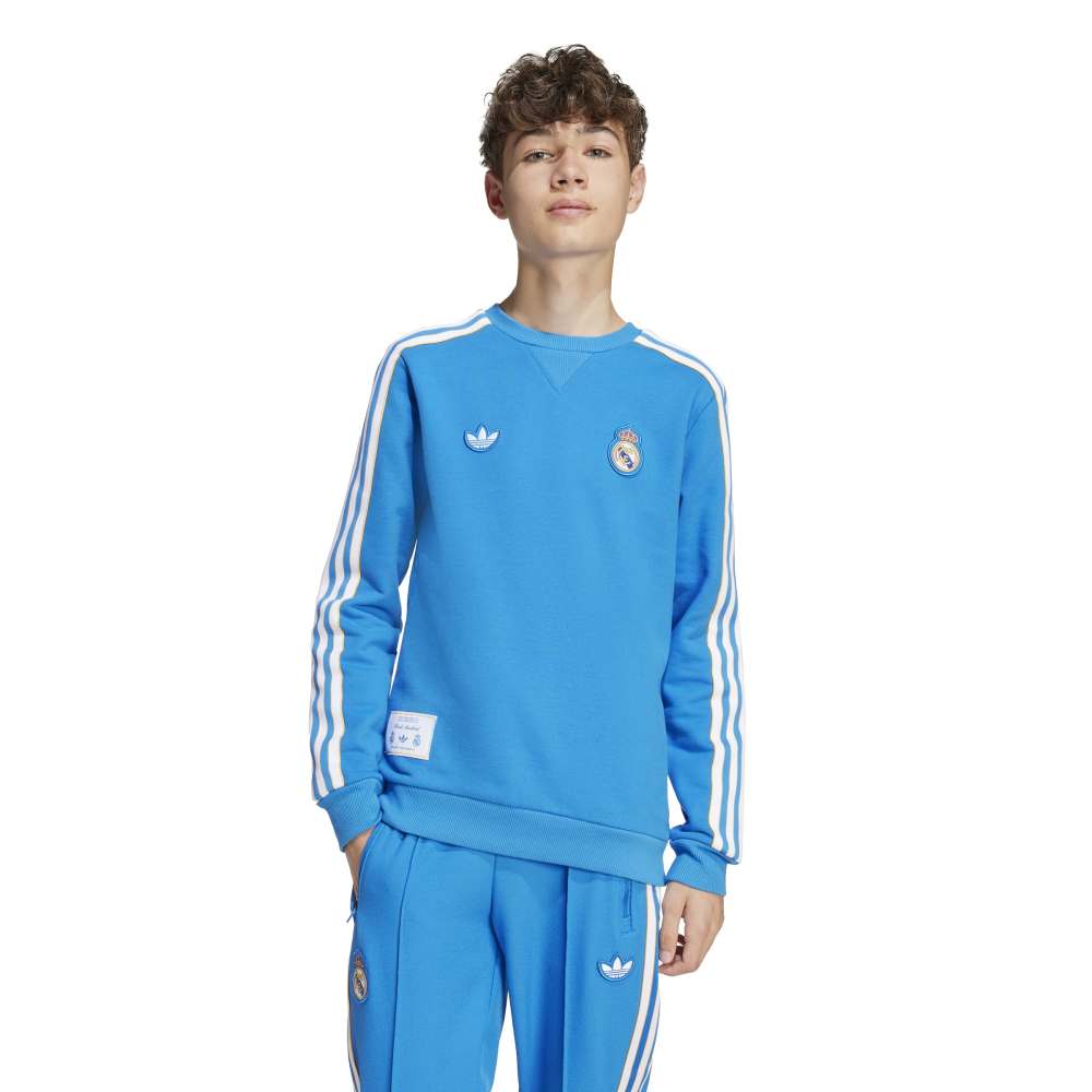 Adidas Real Madrid Terrace Icons Crew Sweater Kids Blauw Wit