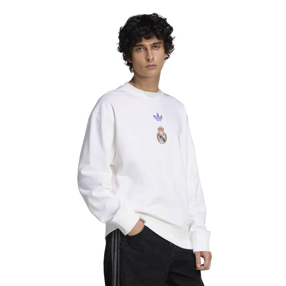 Adidas Real Madrid Lifestyler Crew Sweater Wit Paars