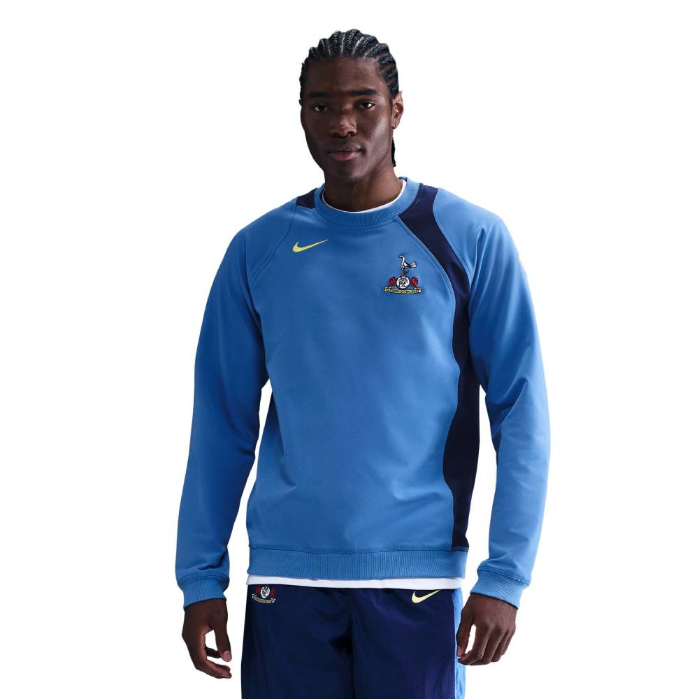 Nike Tottenham Hotspur Total 90 Crew Trainingstrui 2025-2026 Blauw Donkerblauw Felgeel