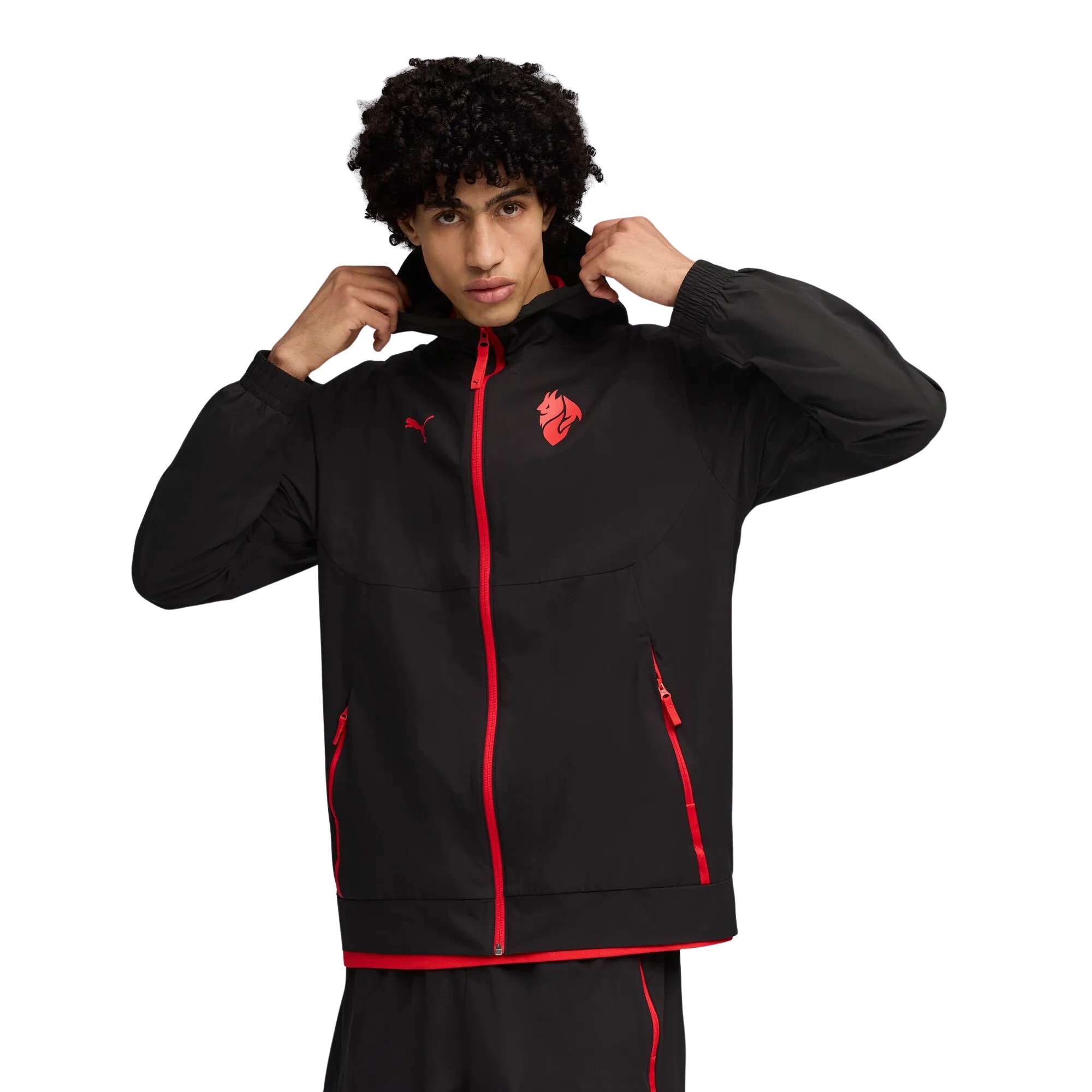 PUMA AC Milan tech Trainingsjack Woven 2025-2026 Zwart Rood