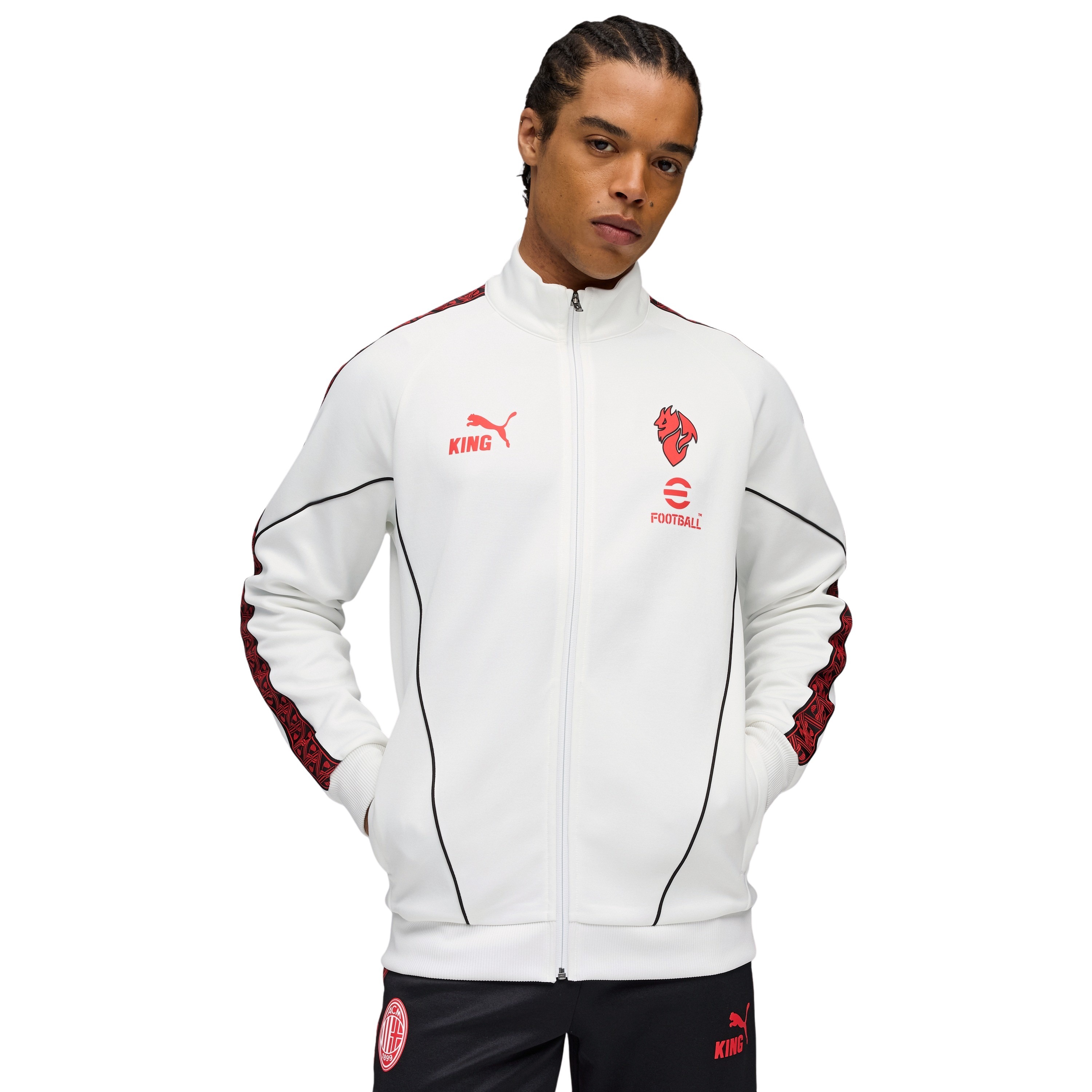 PUMA AC Milan Pre-Match KING Anthem Trainingsjack 2025-2026 Wit Rood Zwart