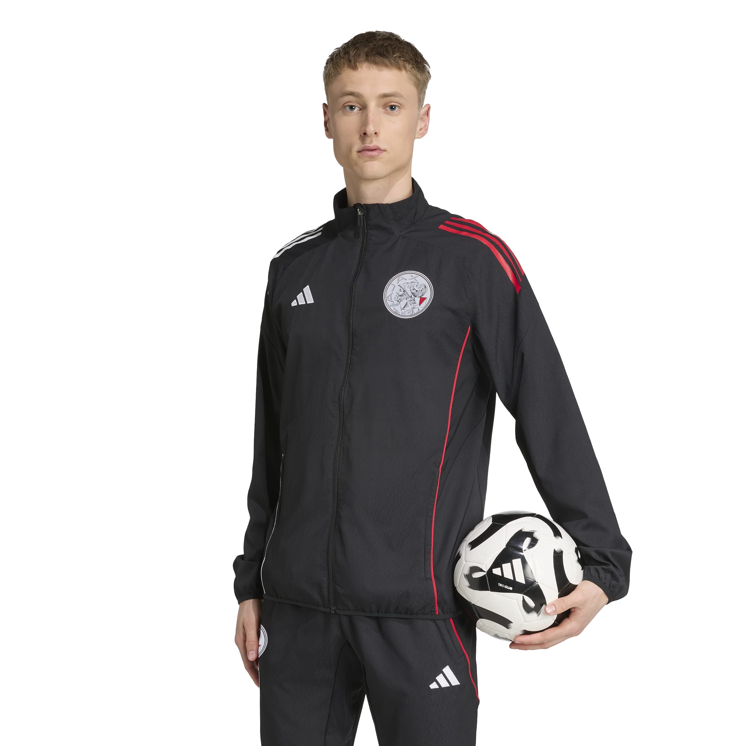 Adidas Ajax Presentatie Trainingsjack 2025-2026 Zwart Wit Rood