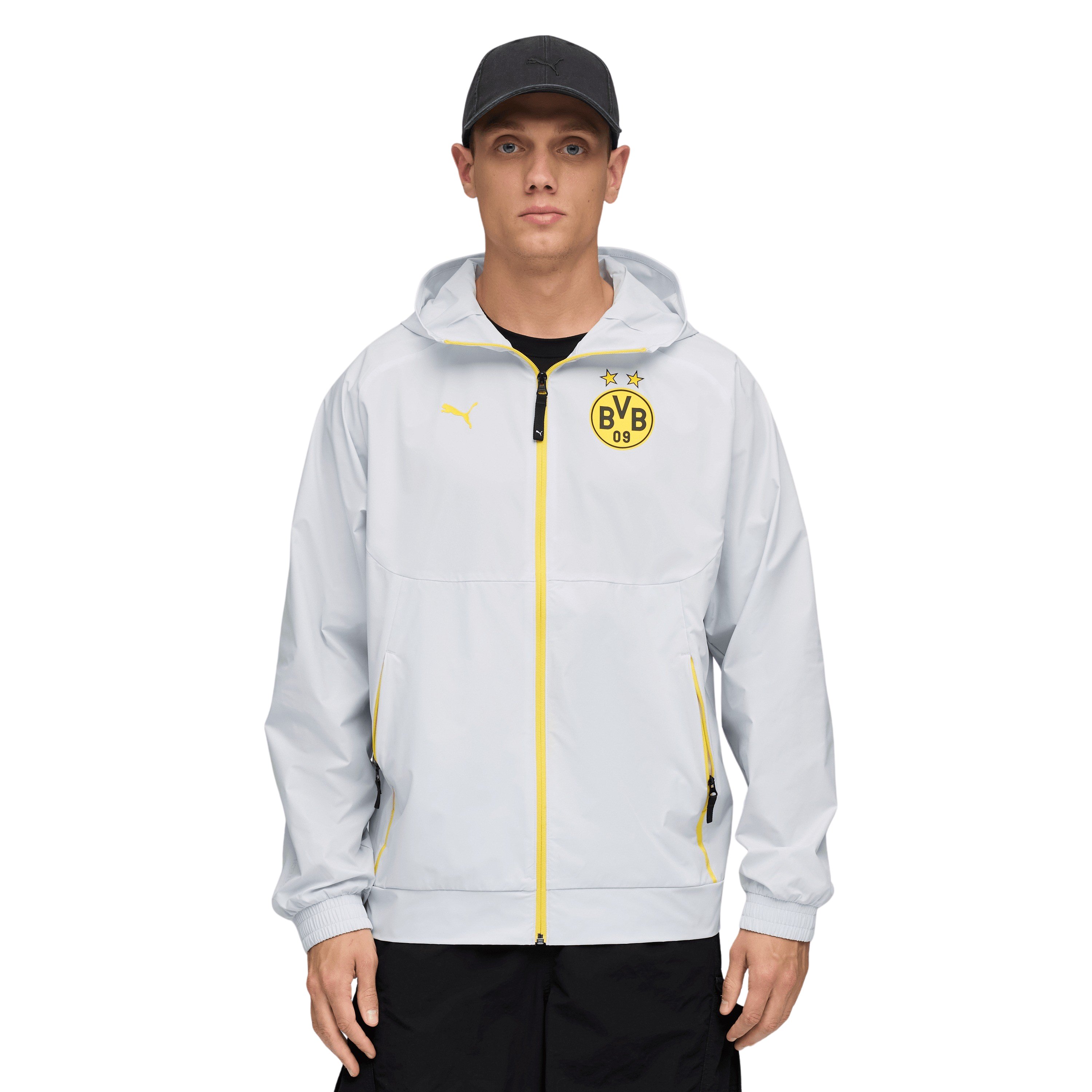 PUMA Borussia Dortmund tech Trainingsjack Woven 2025-2026 Zilver Geel