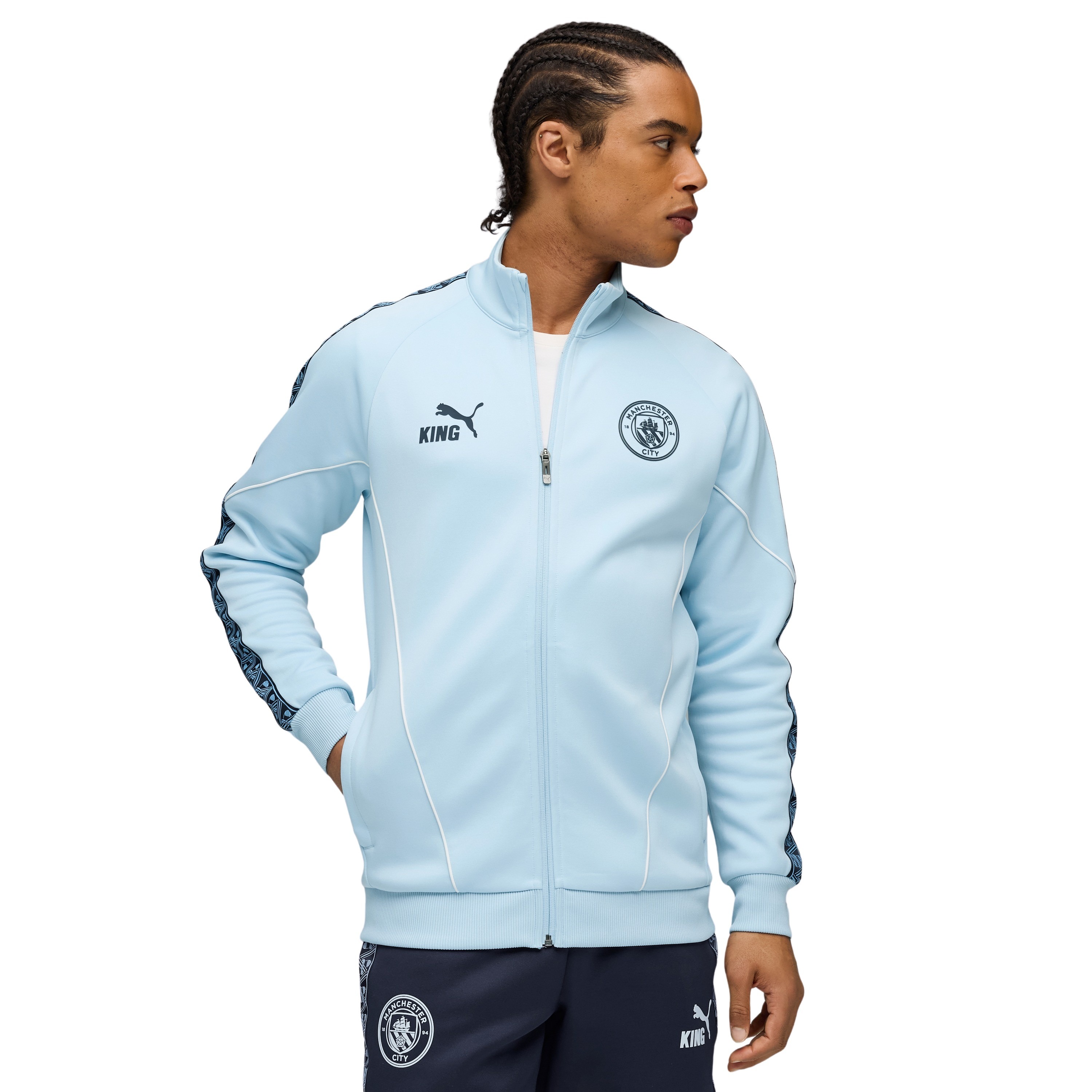 PUMA Manchester City Pre-Match KING Anthem Trainingsjack 2025-2026 Lichtblauw Donkerblauw