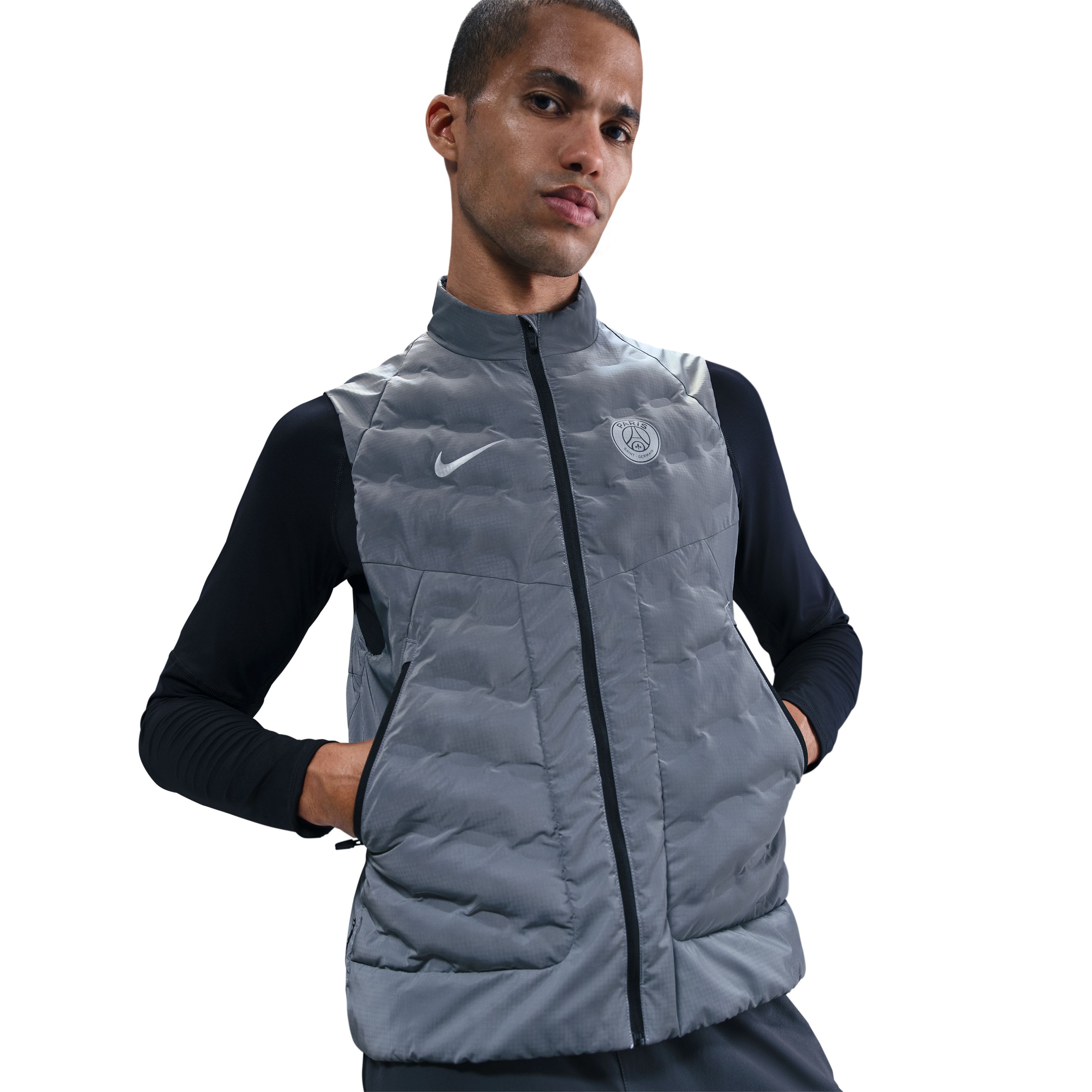 Nike Paris Saint-Germain Therma-FIT Advanced Bodywarmer 2025-2026 Zilver